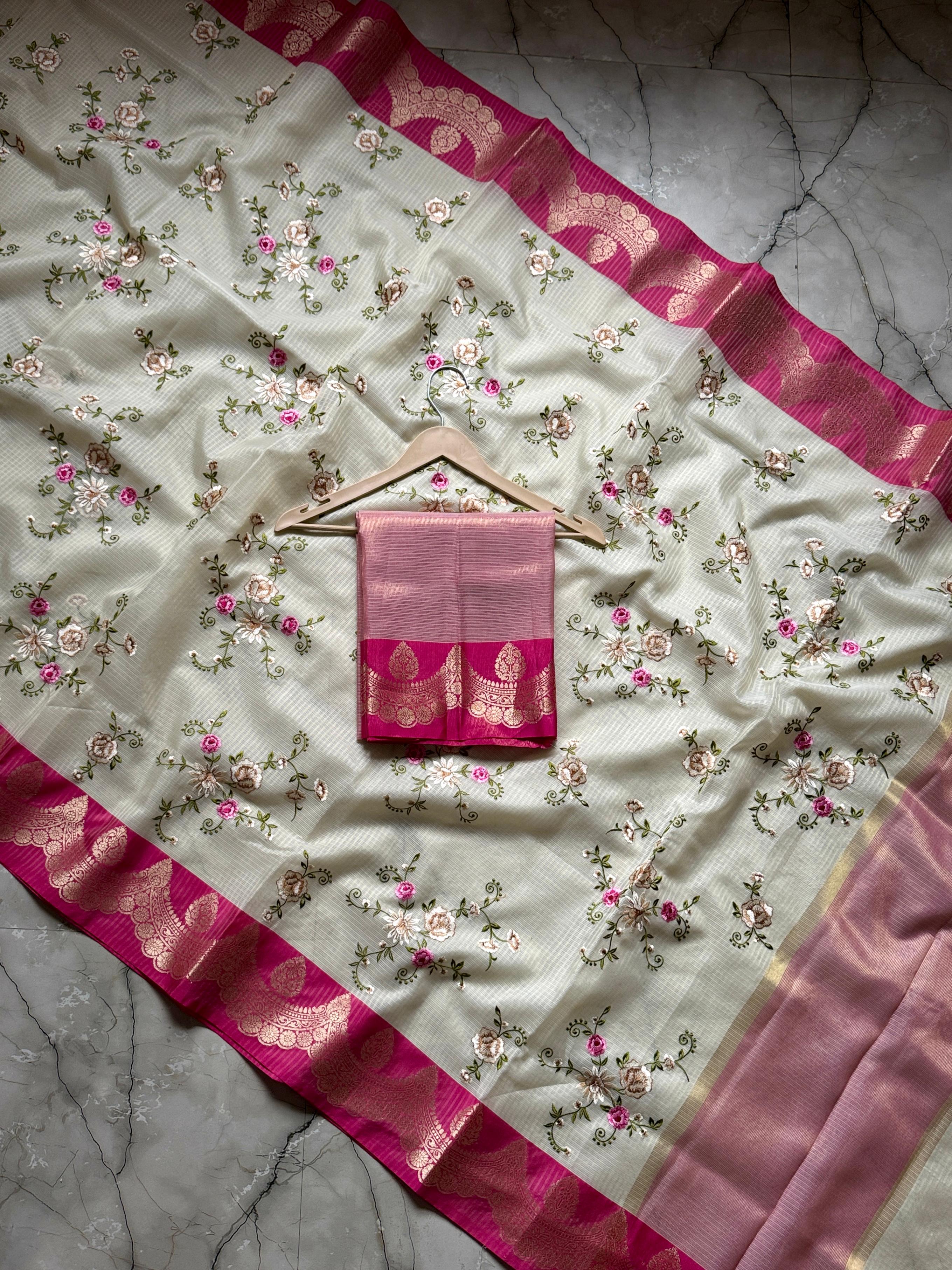 Banarasi Kota saree with embroidery