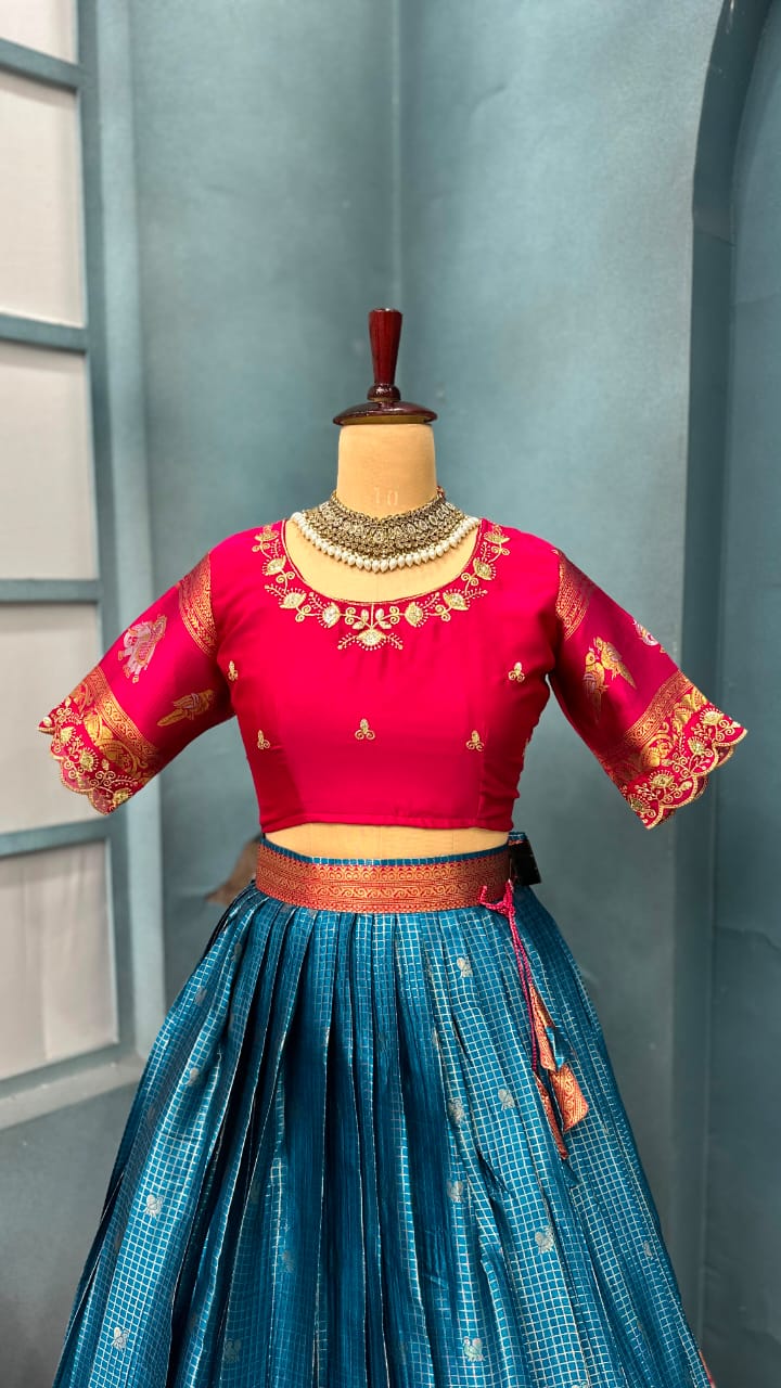 Designer Premium Fully Stitched Kanjivaram Silk Lehanga