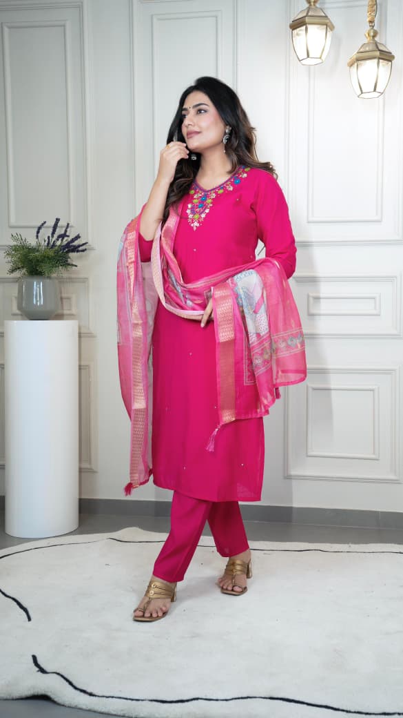 Premium Pink Kurti Set