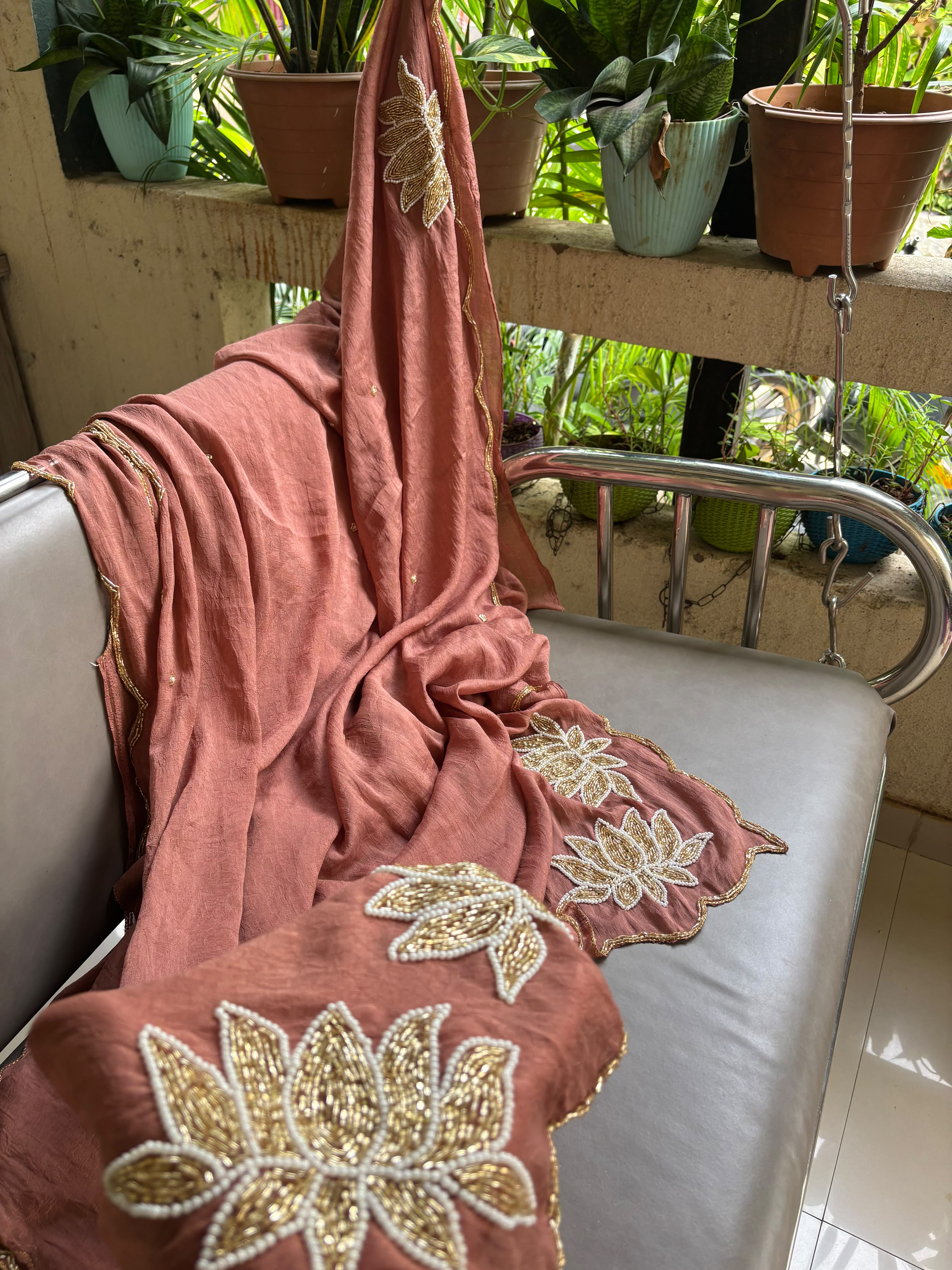 Soft Rangoli Crush Sarees with Handwork