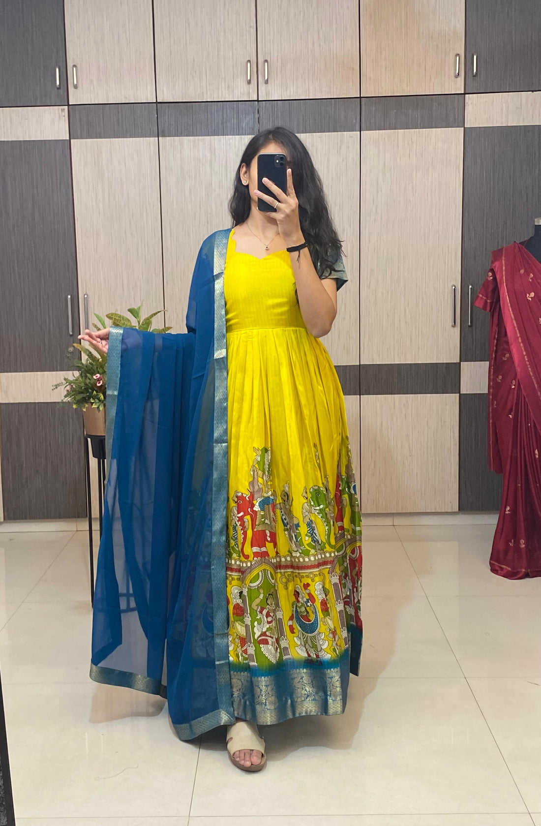 Zari dola frock with Georgette Dupatta