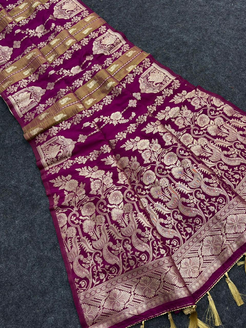 Rich Crepe Khadi tissue Paithani silk Sarees
