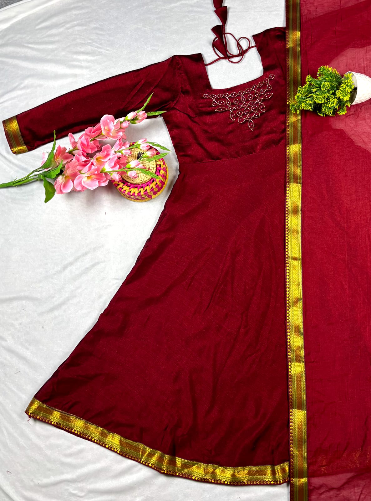 Soft Vichitra Silk Gowns from Small to 3XL