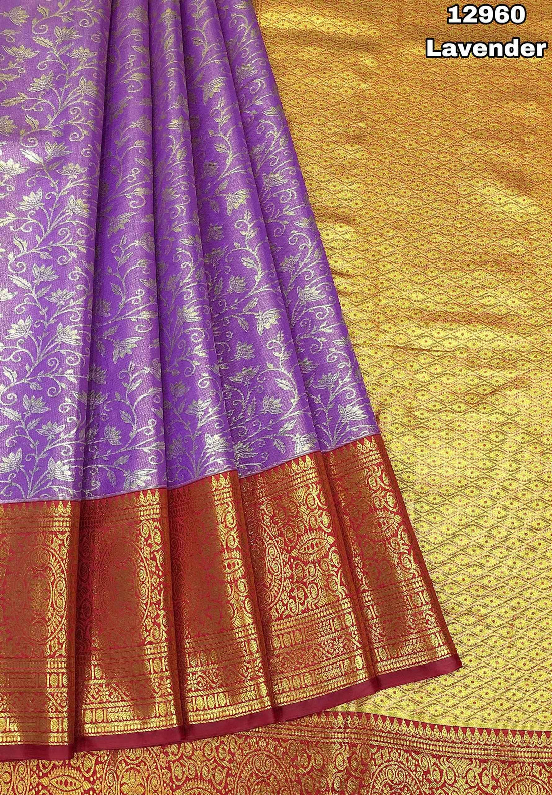 Trending Lavender with Red Fancy Pattu Saree