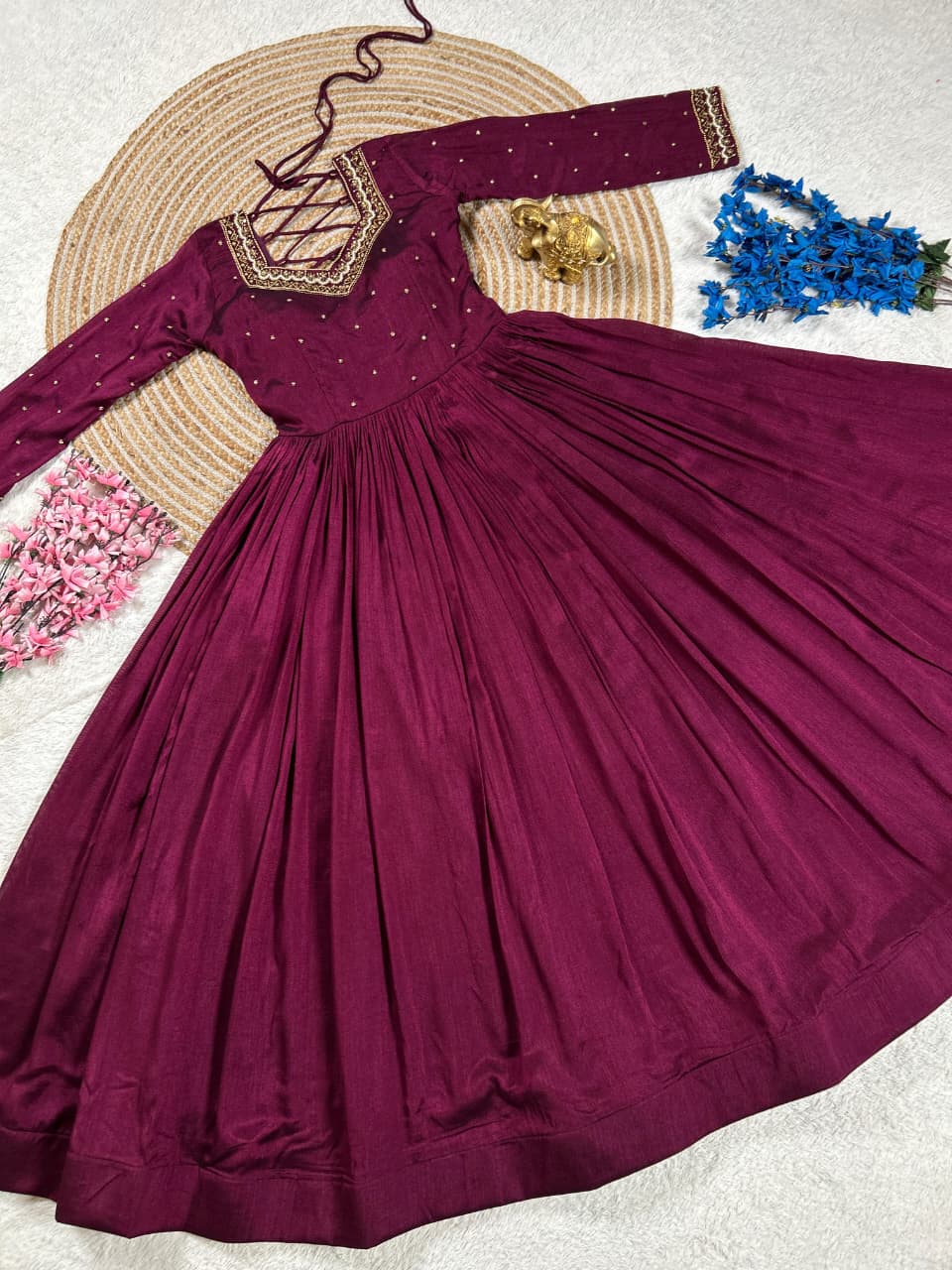 Maggam Work Gown with Dupatta