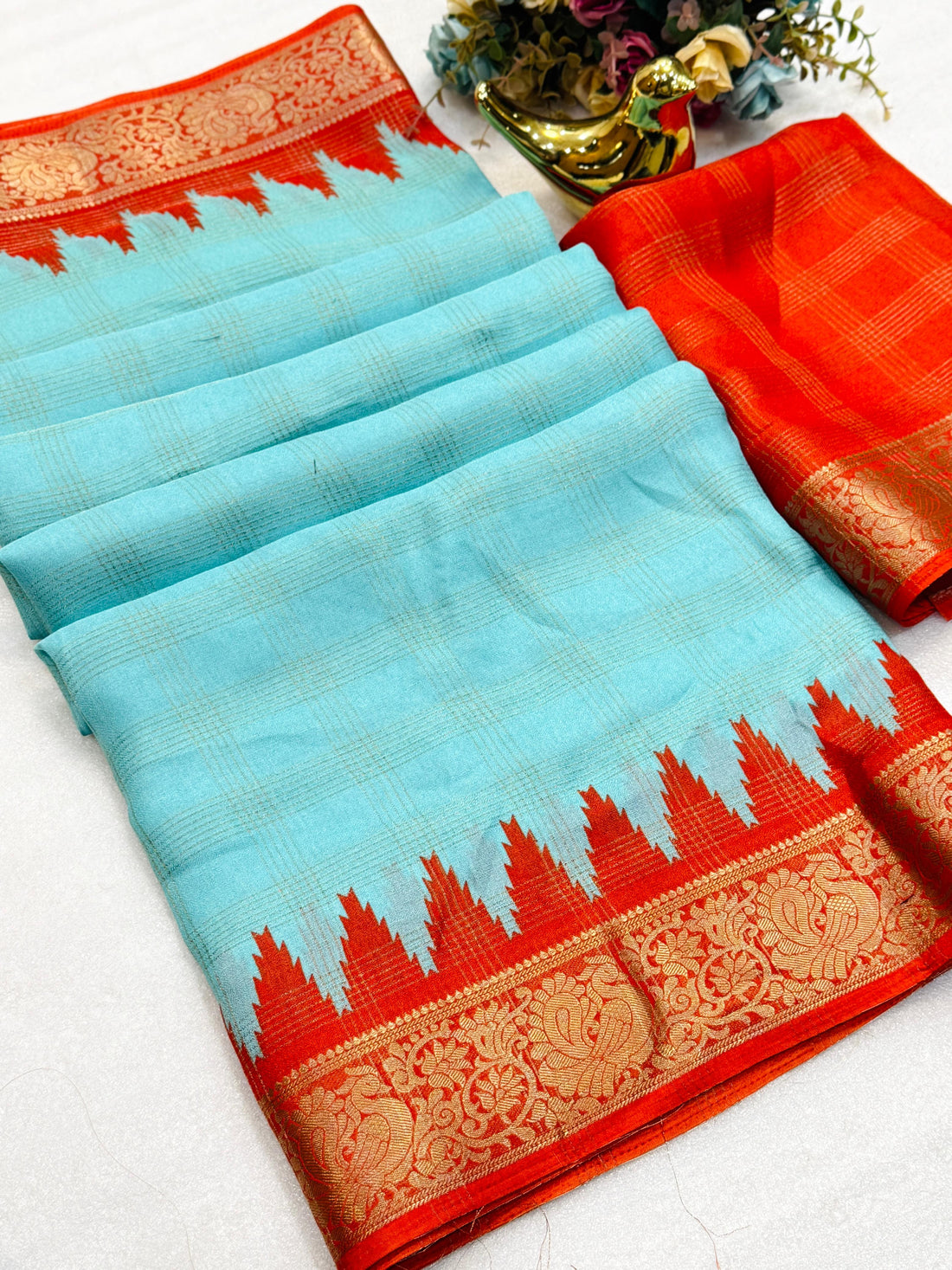 Soft silk saree with temple border