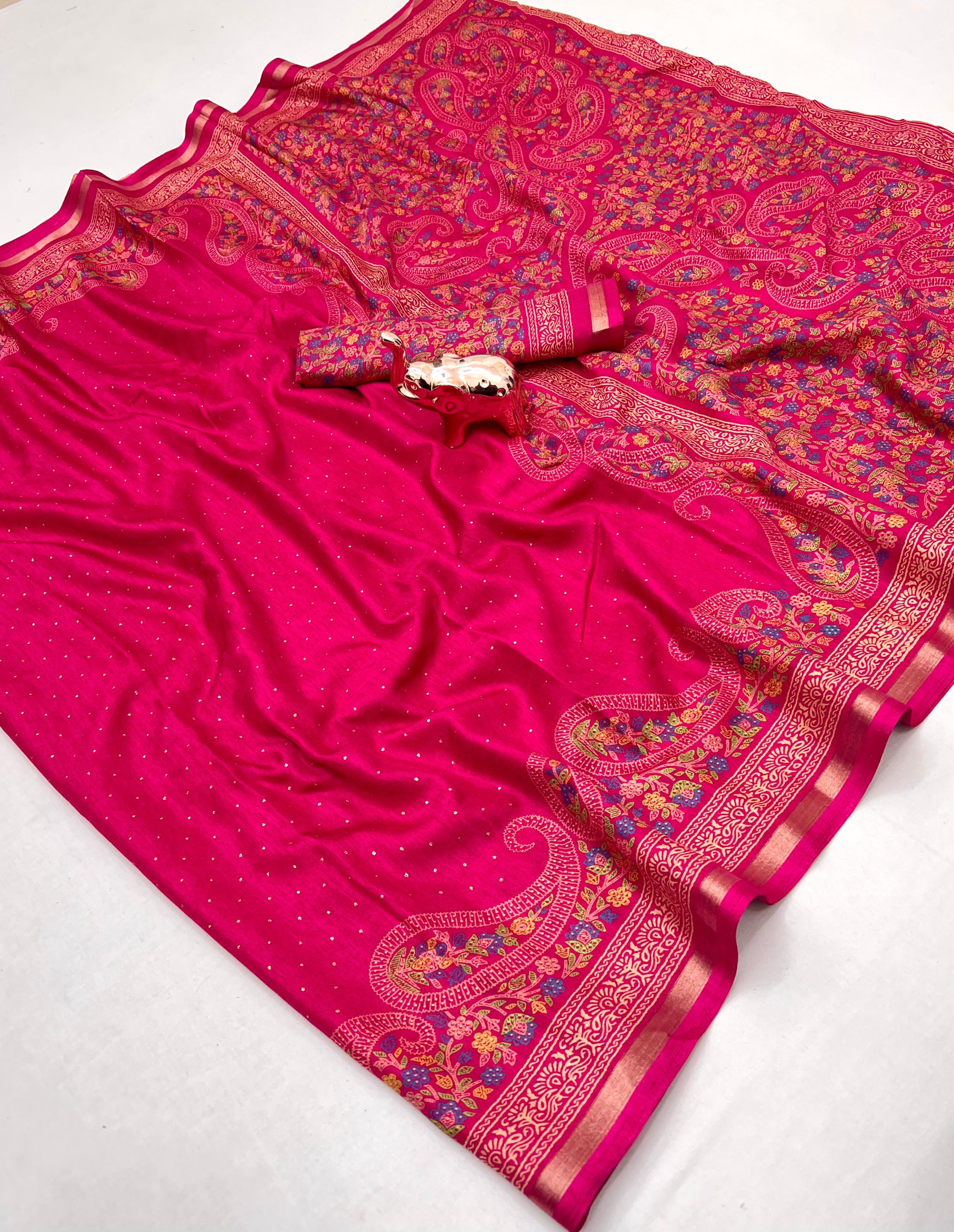 Pure Soft Tusser Saree with kashmiri motifs