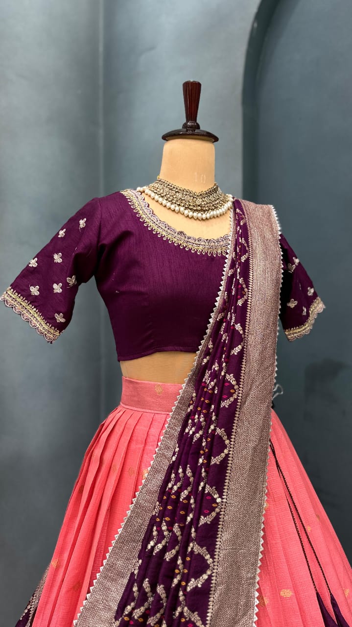 Luxurious Kota Checks with Rich Paithani Border Lehanga