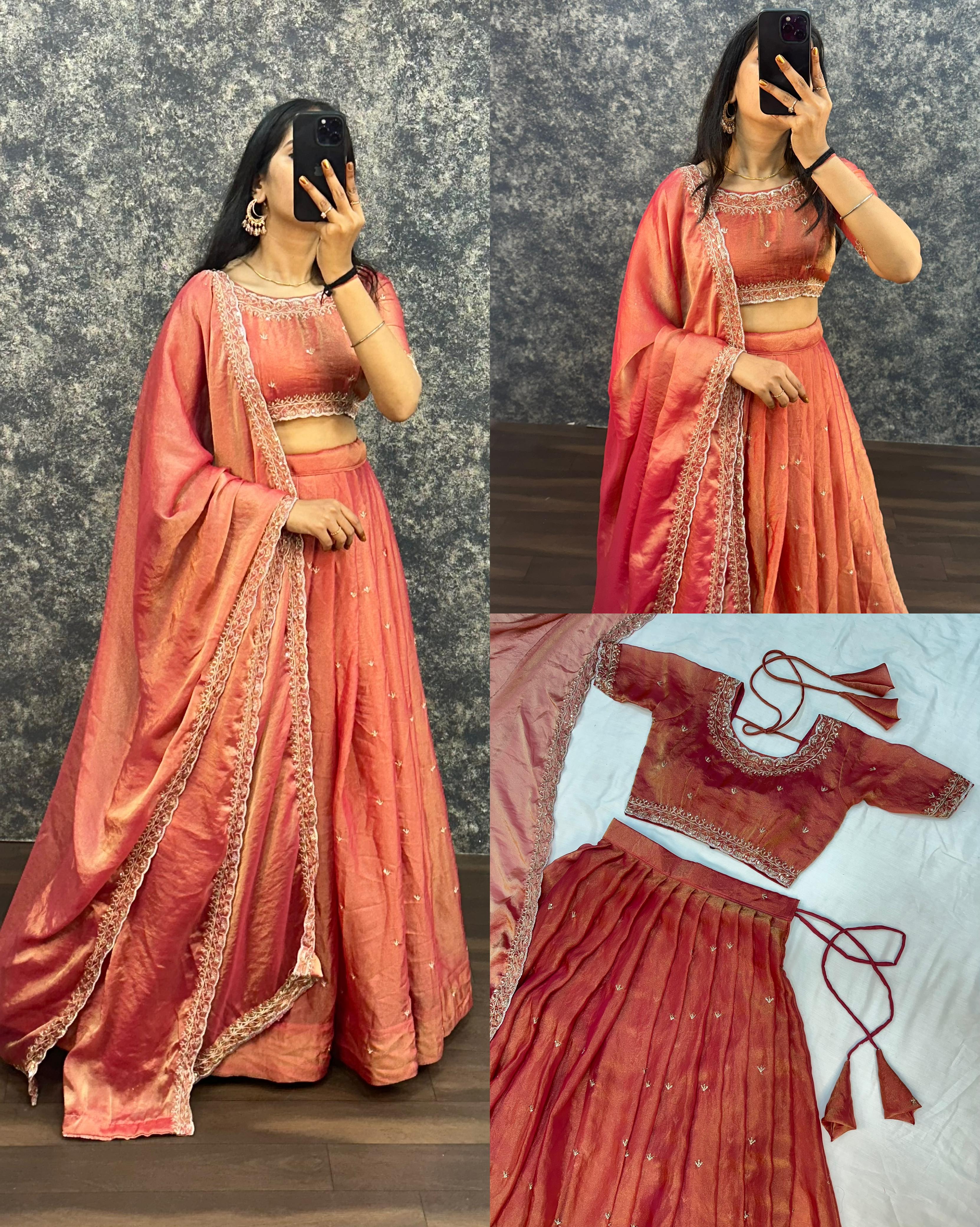 Premium Tissue Silk Lehangas