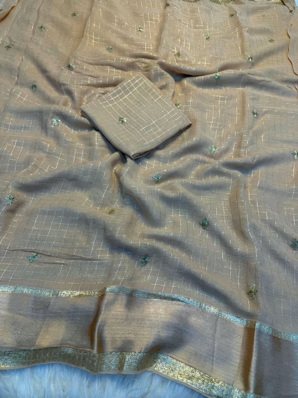 Viscose Georgette Sequence Full Worked Saree with Running Sequence Work Blouse