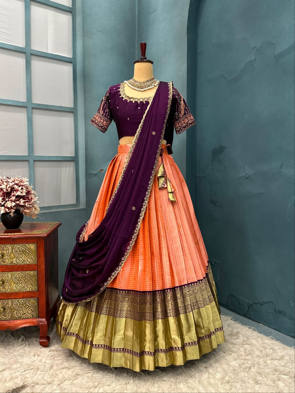 Designer Premium Quality Pure Kanjivaram Silk Full Stitched Lehenga