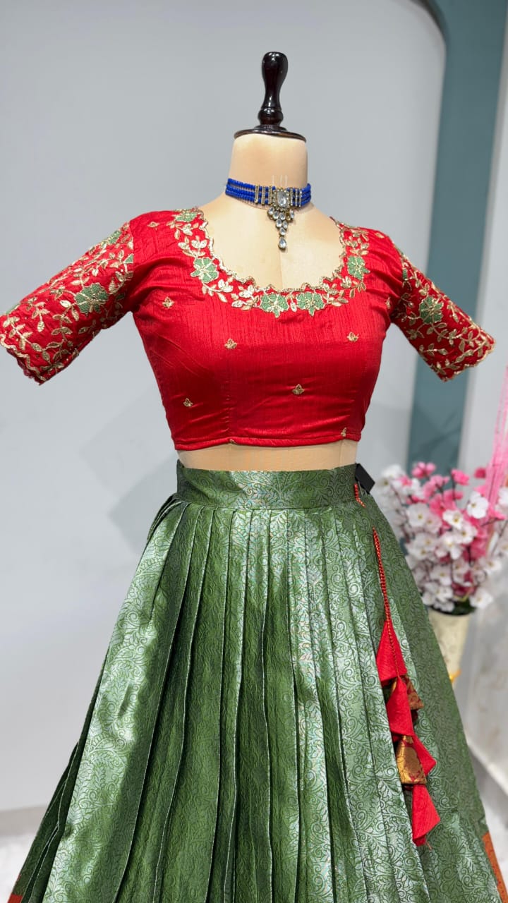 Exclusive Designer Premium Quality Pure Kanjivaram silk full stiched Lehenga