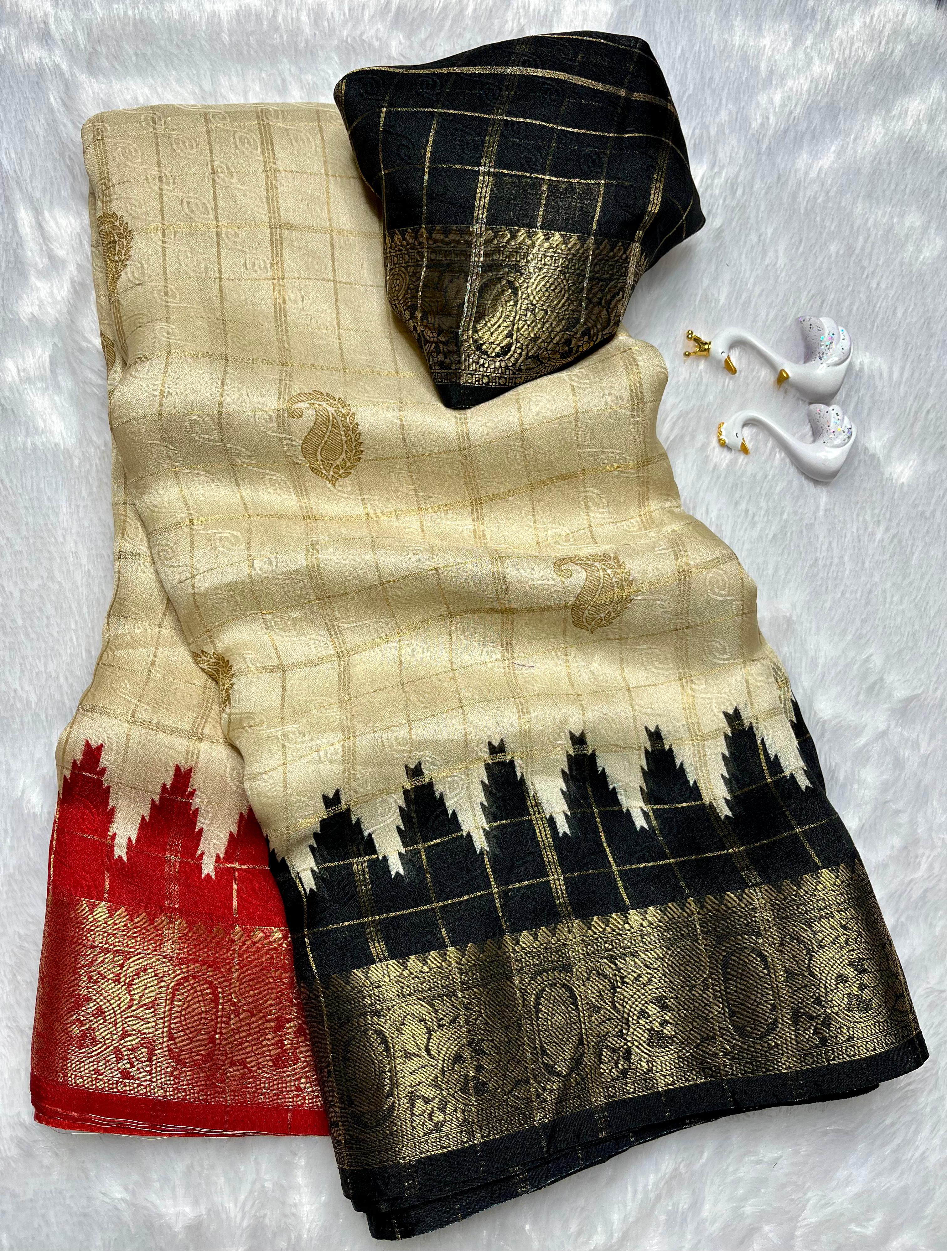 MASSMELLO WEAVING JARI CHEX SAREES