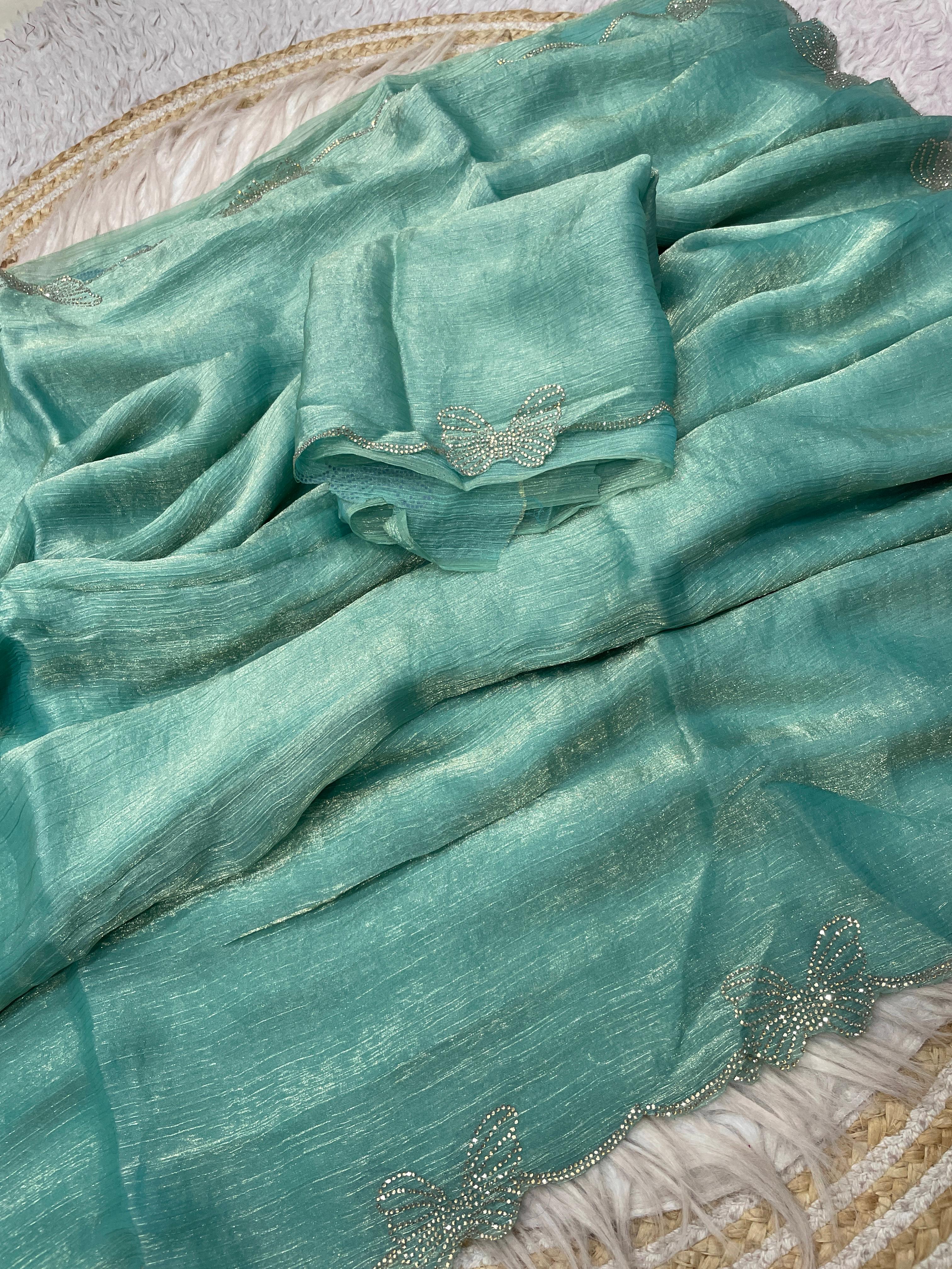 Soft Chiffon Sarees with Beautiful Jarkhan & Siroski Work