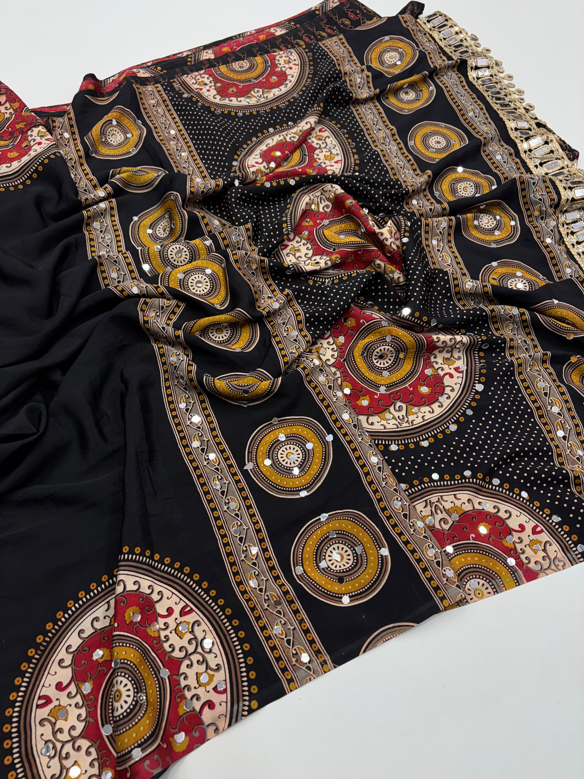 Pure Ajrakh Sartin Viscouse Silk Sarees