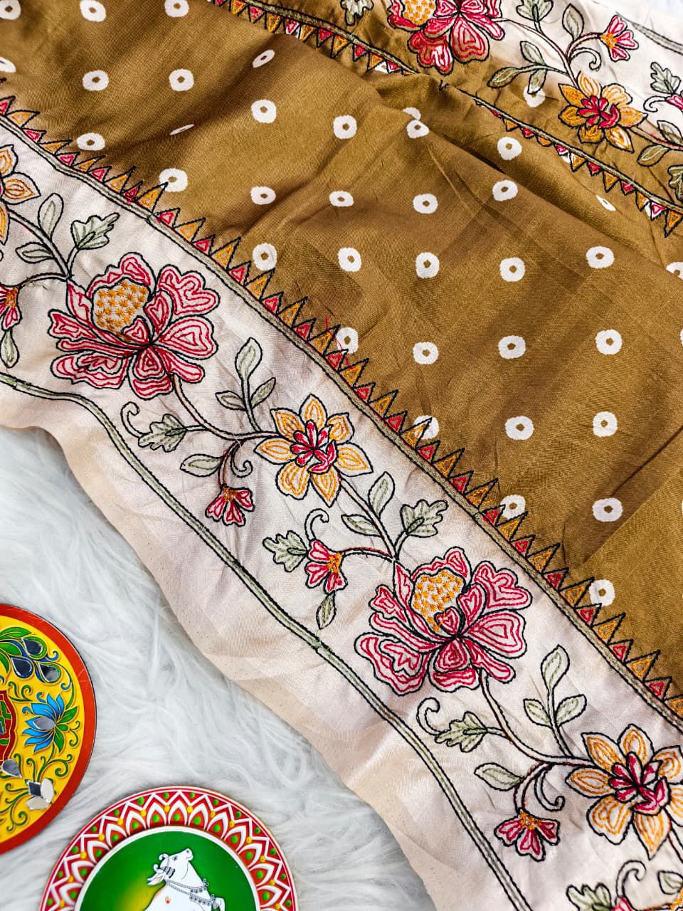 Pure tussar Bandhini saree
