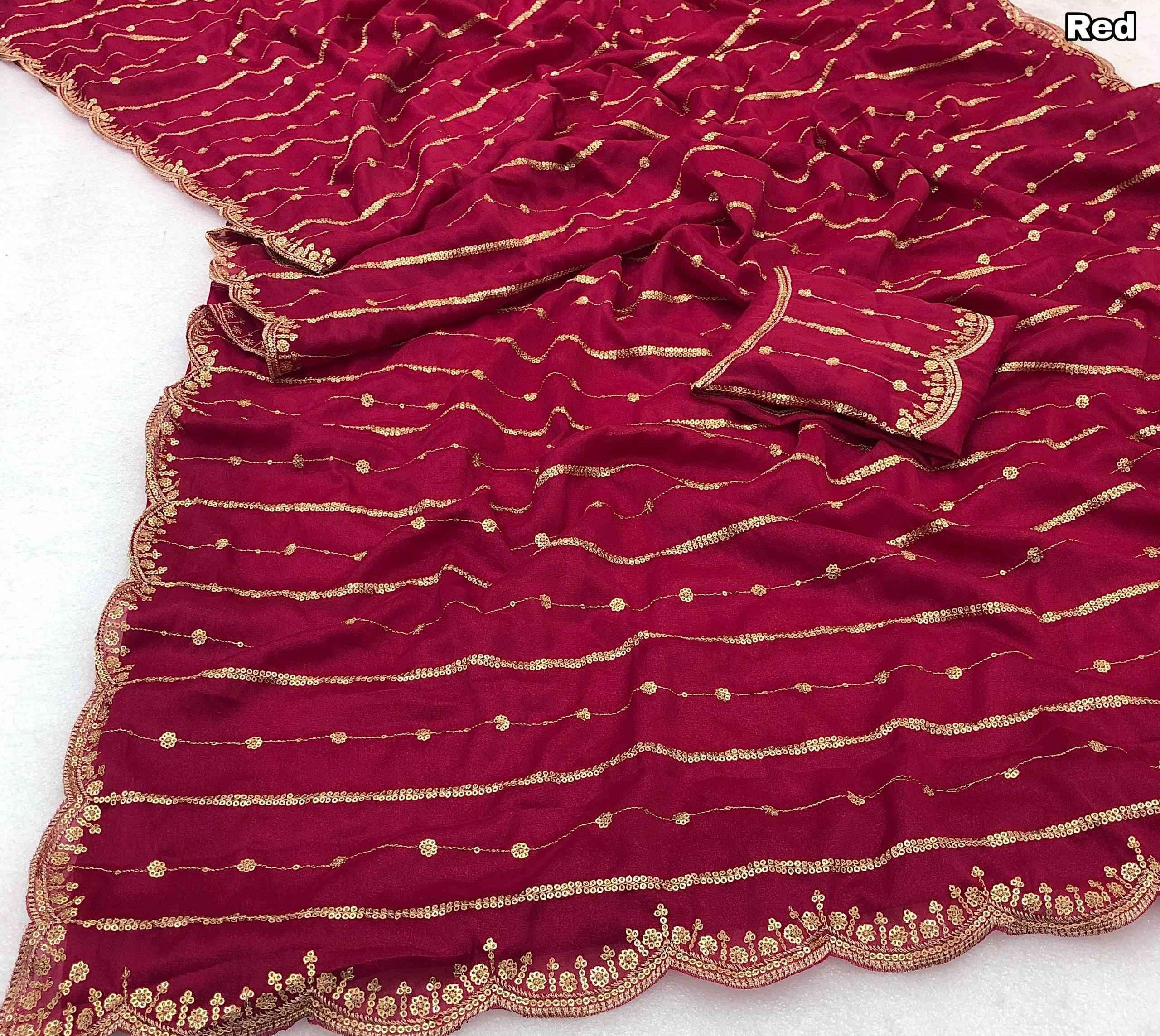 Trendy Georgette Sarees with Embroidery Sequence Work