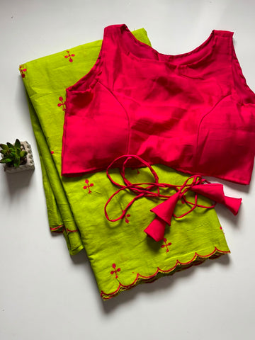 Premium Mul Cotton Saree with Stitched Designer Blouse