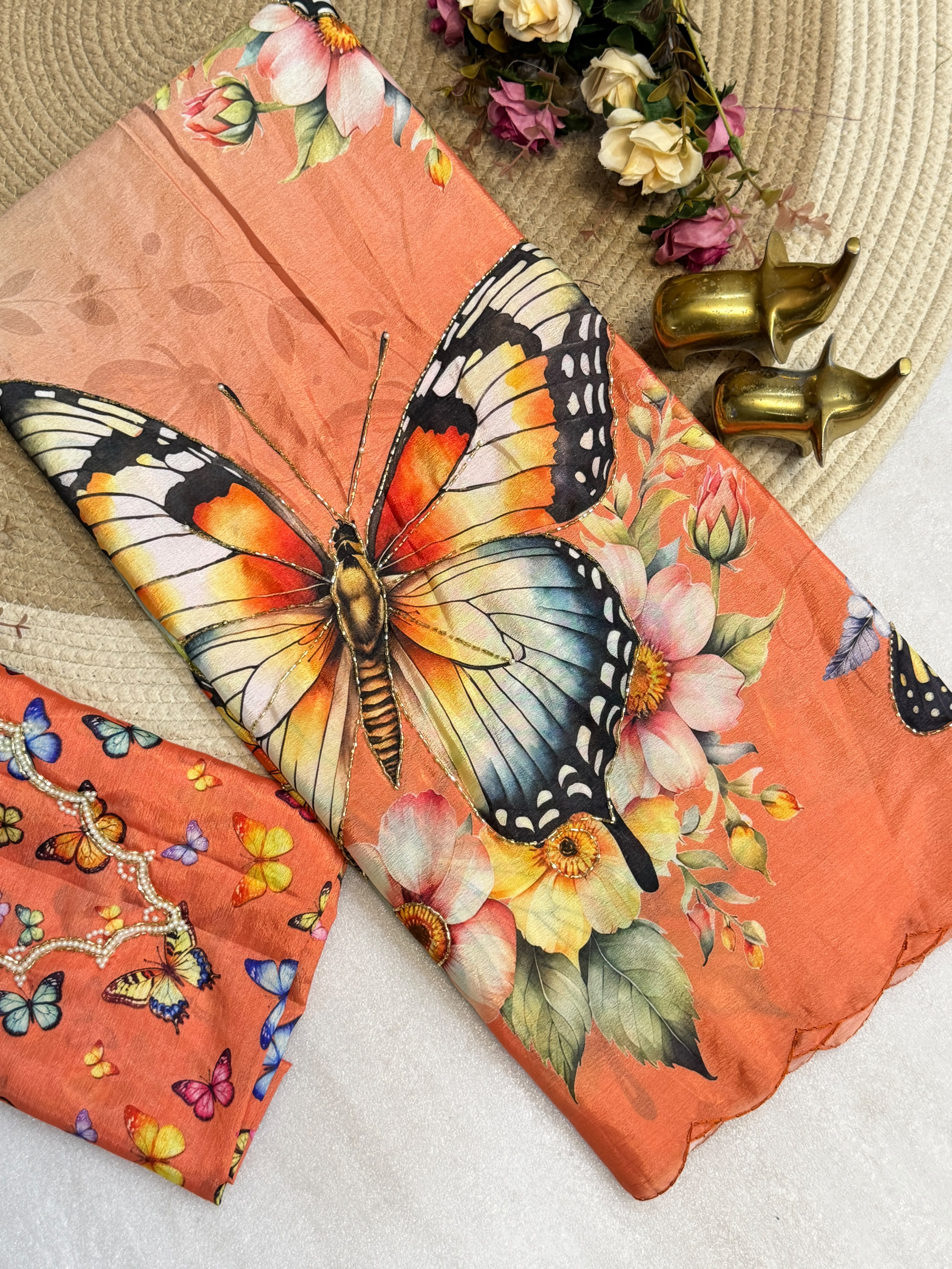 Chinnon Silk Sarees with cutdana work
