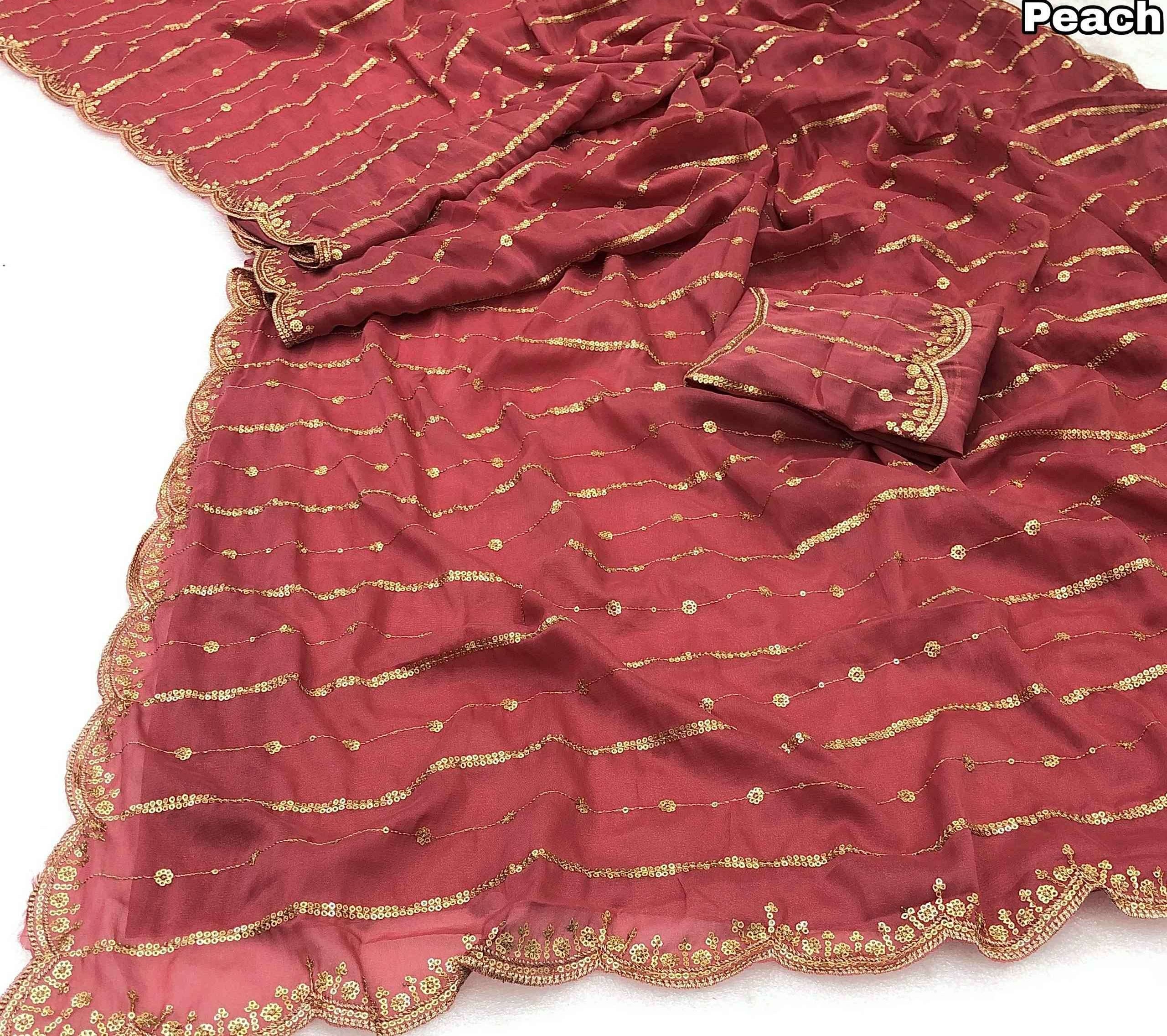 Trendy Georgette Sarees with Embroidery Sequence Work