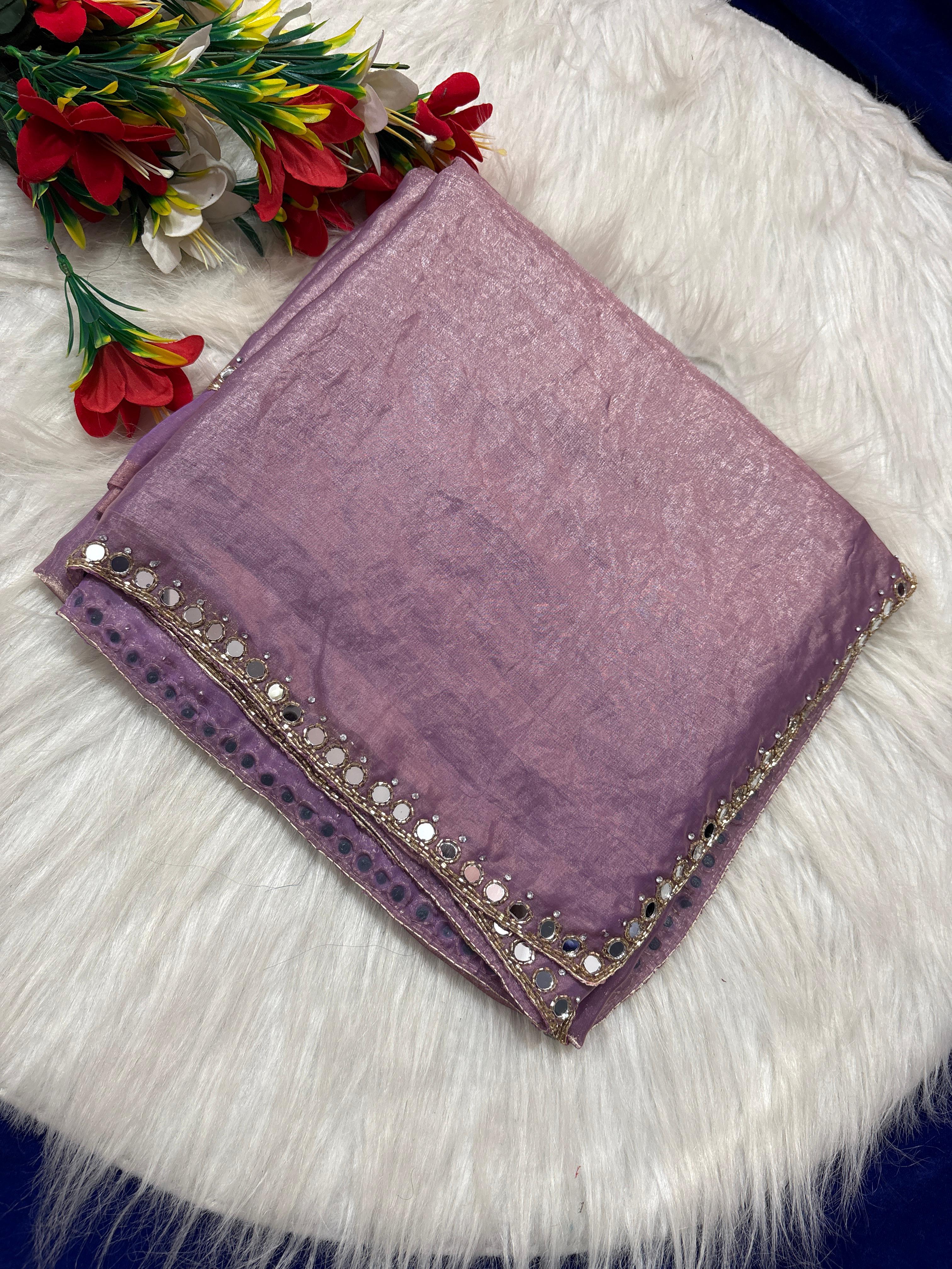 Cocktail mirror work sarees