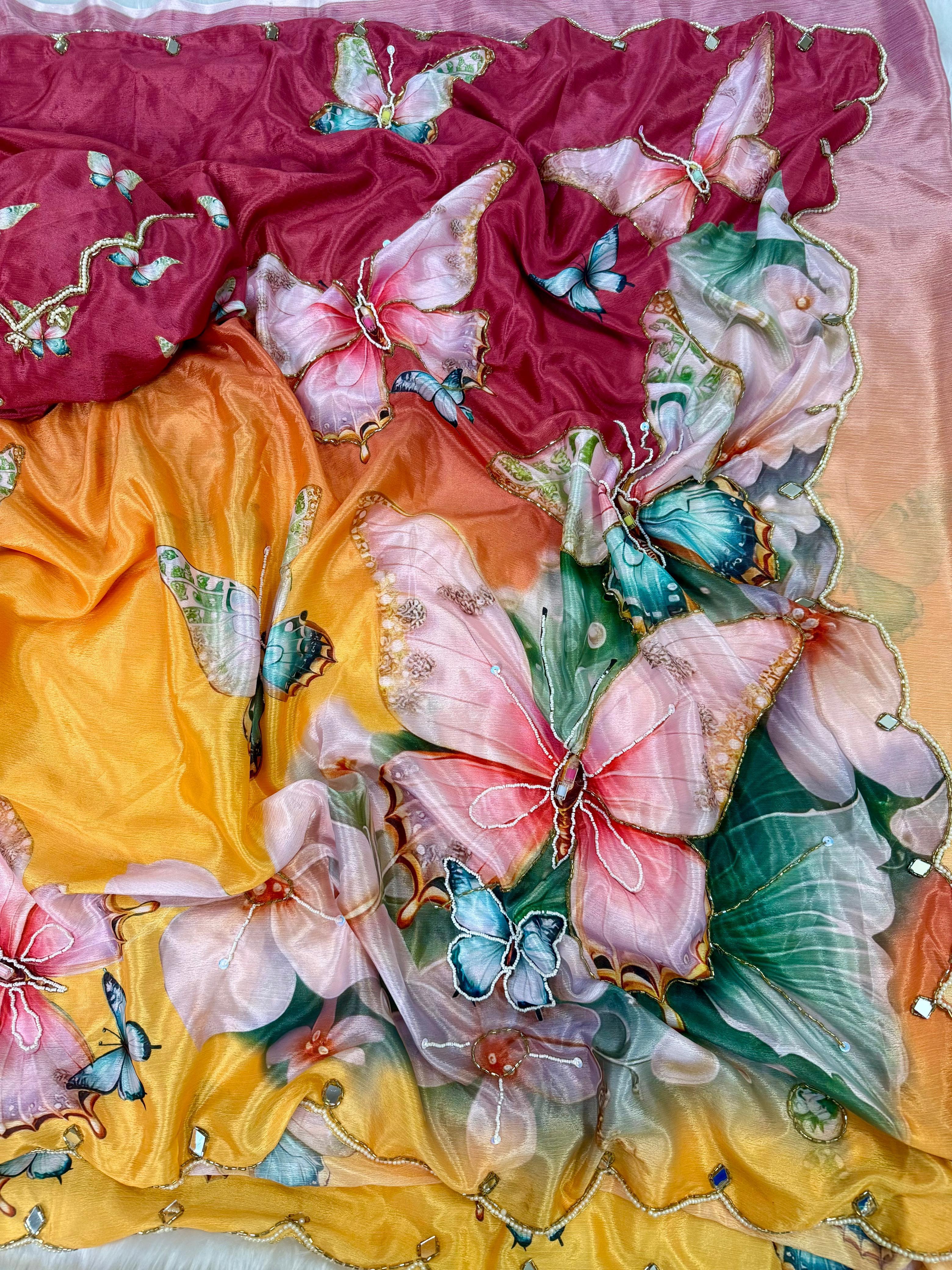 Butterfly Design Rasmalai Silk Sarees