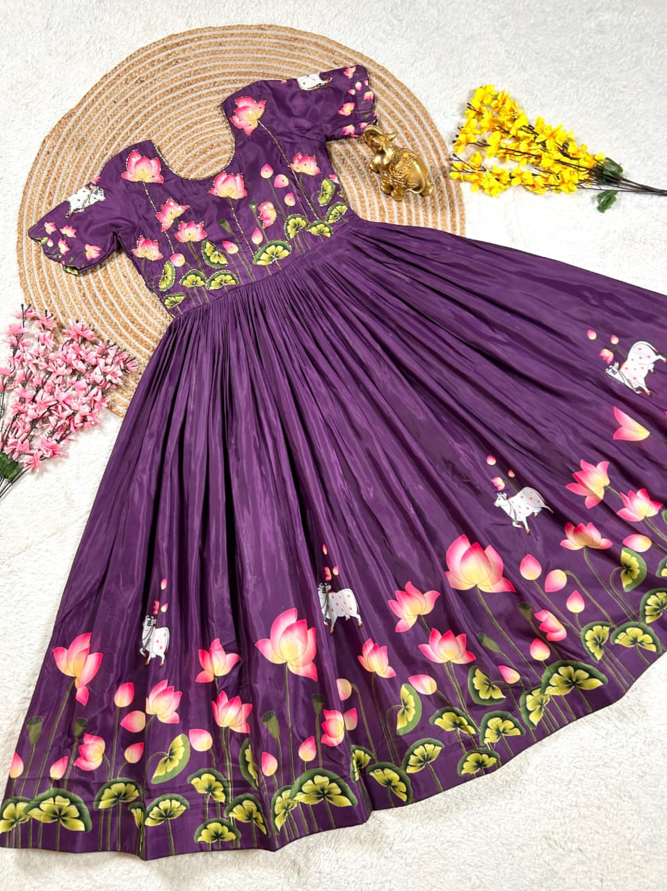 Lotus Design Gown with Duppata