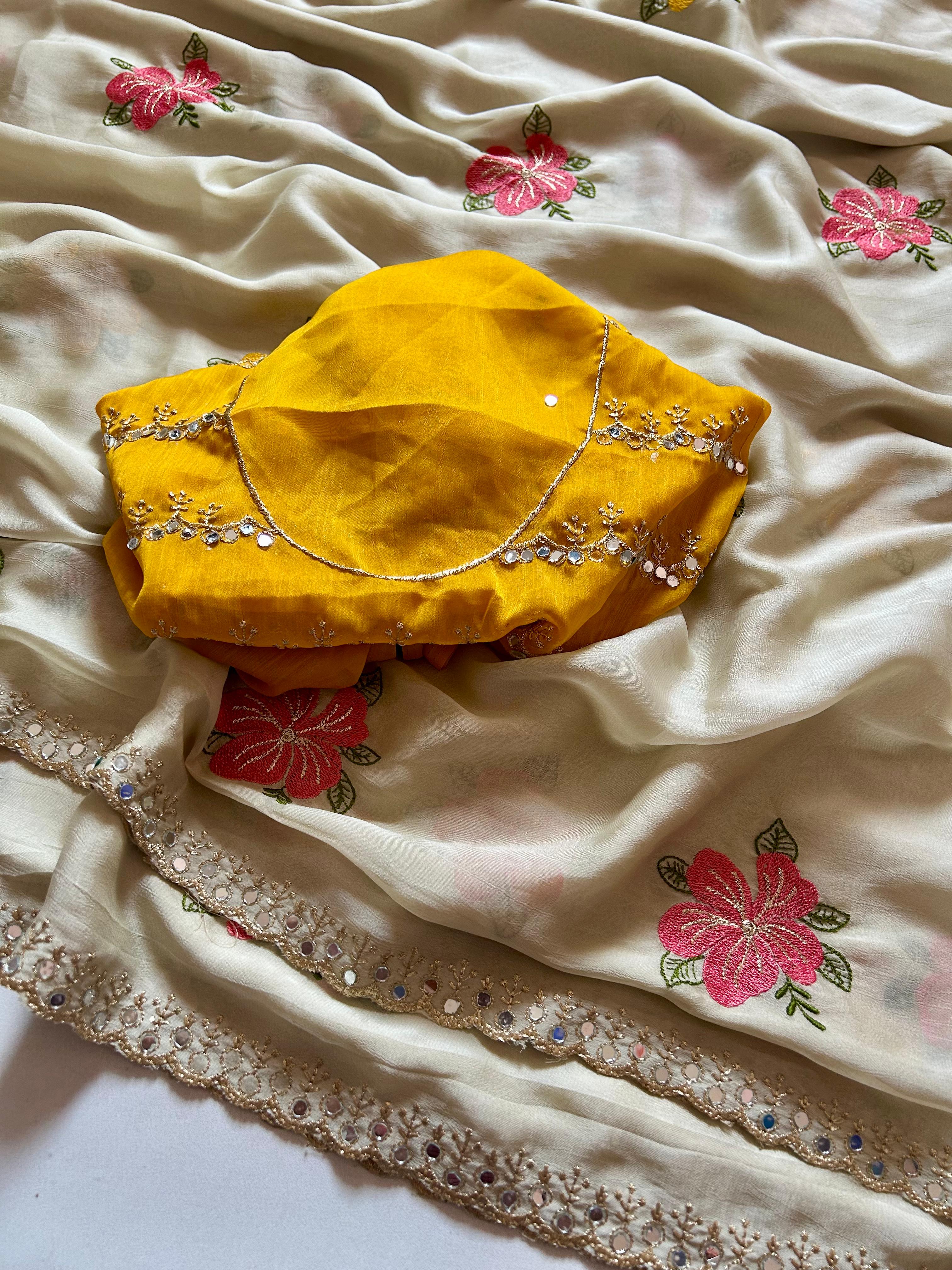 Soft Rangoli Silk with Embroidery Work