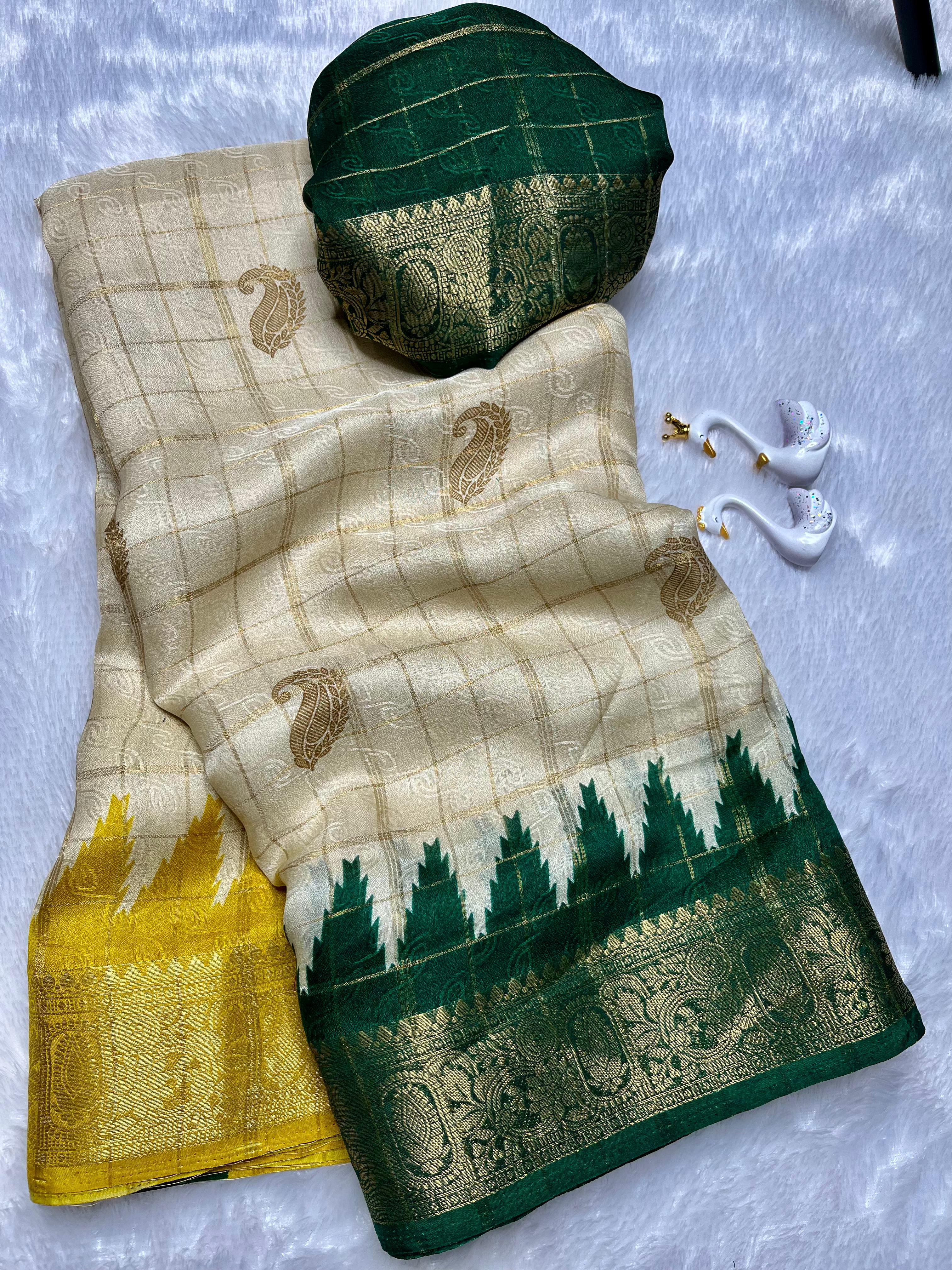 MASSMELLO WEAVING JARI CHEX SAREES