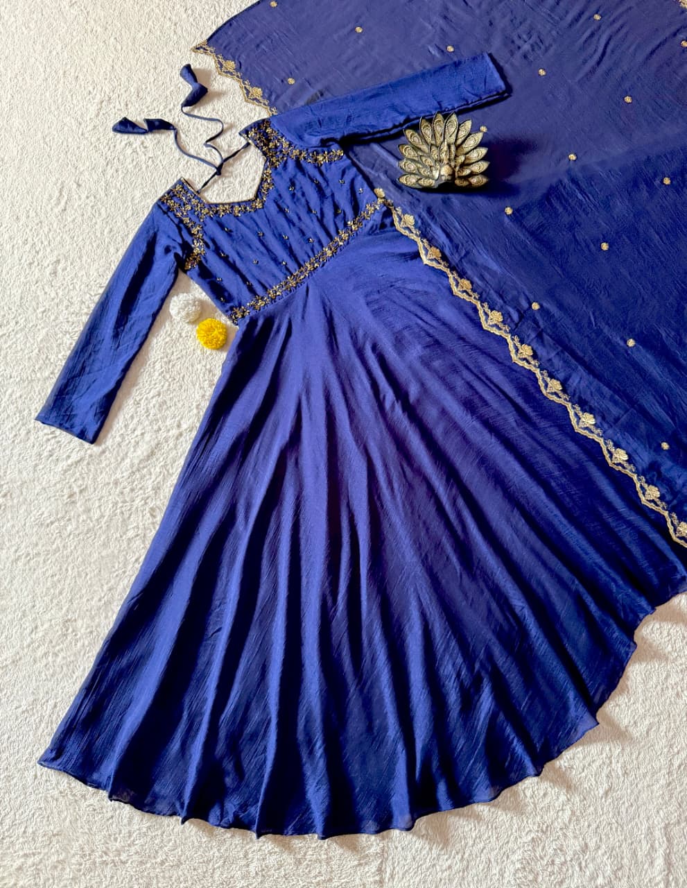 Designer Maggam Hand Work Gowns With Duppata
