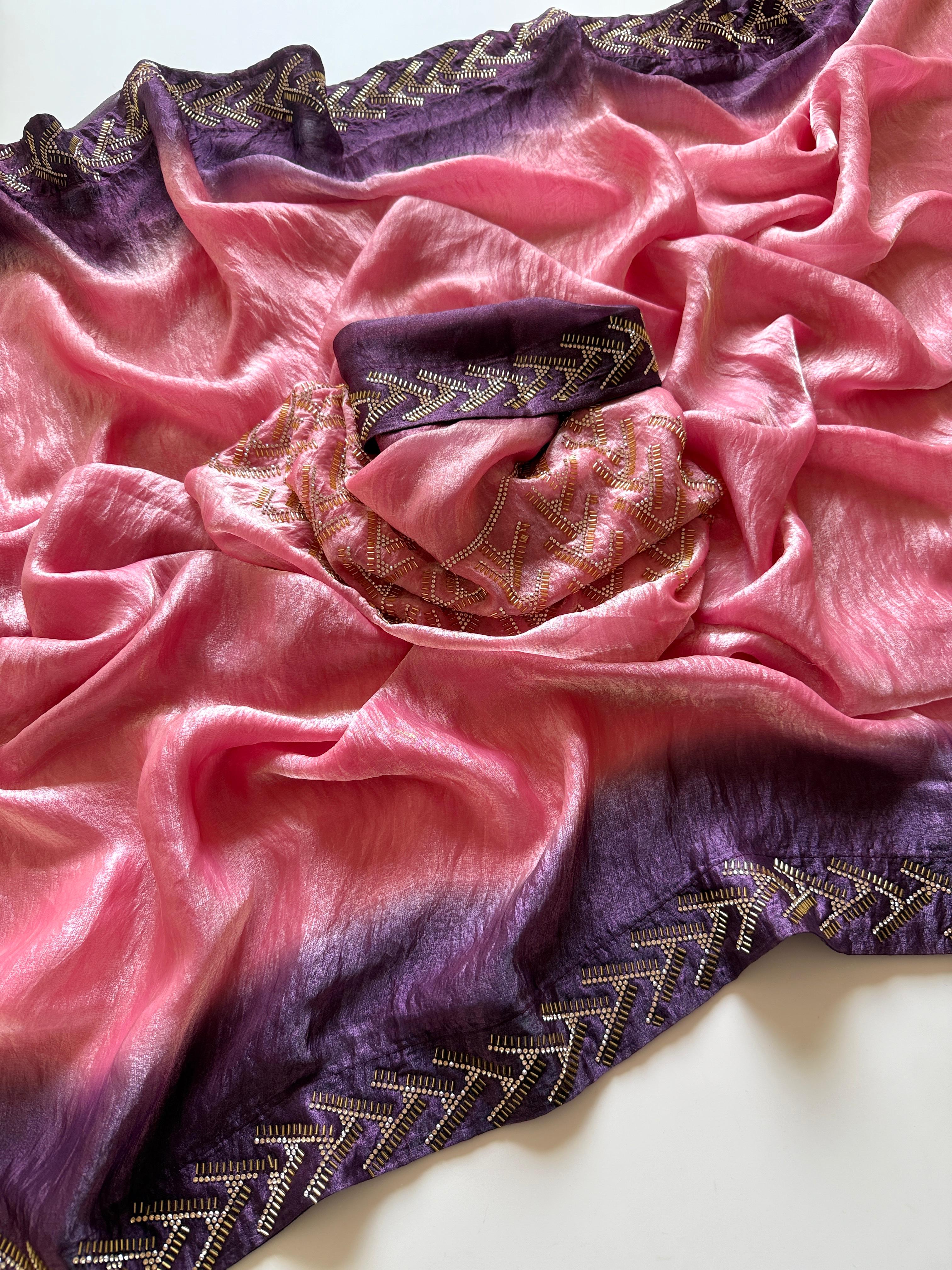 Soft Fendy Satin Fabric Designer Saree