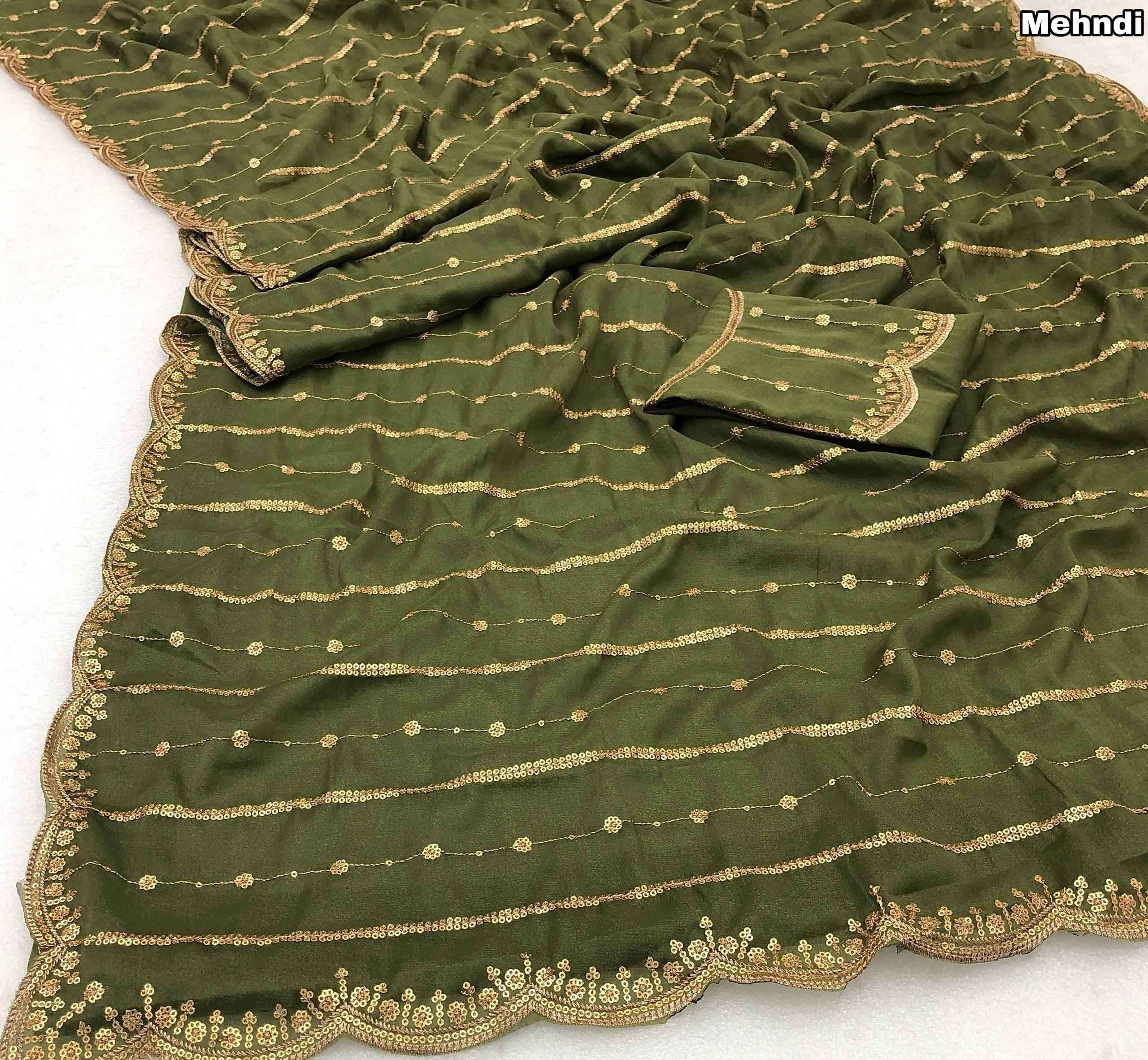 Trendy Georgette Sarees with Embroidery Sequence Work