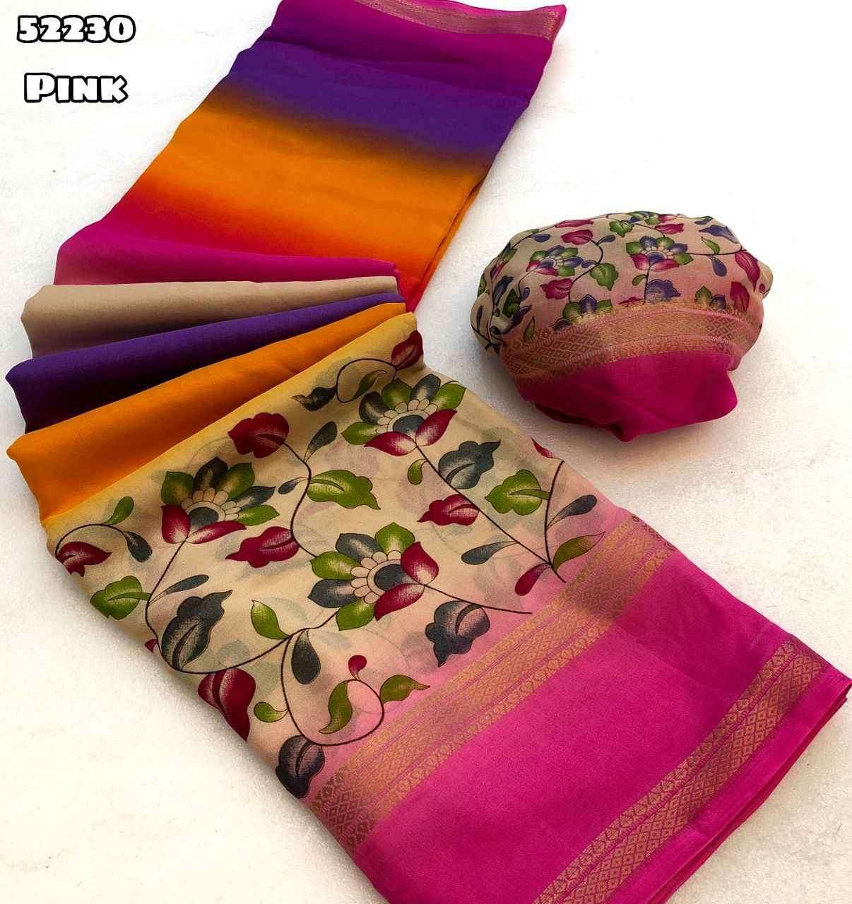 Chiffon shaded saree with floral print