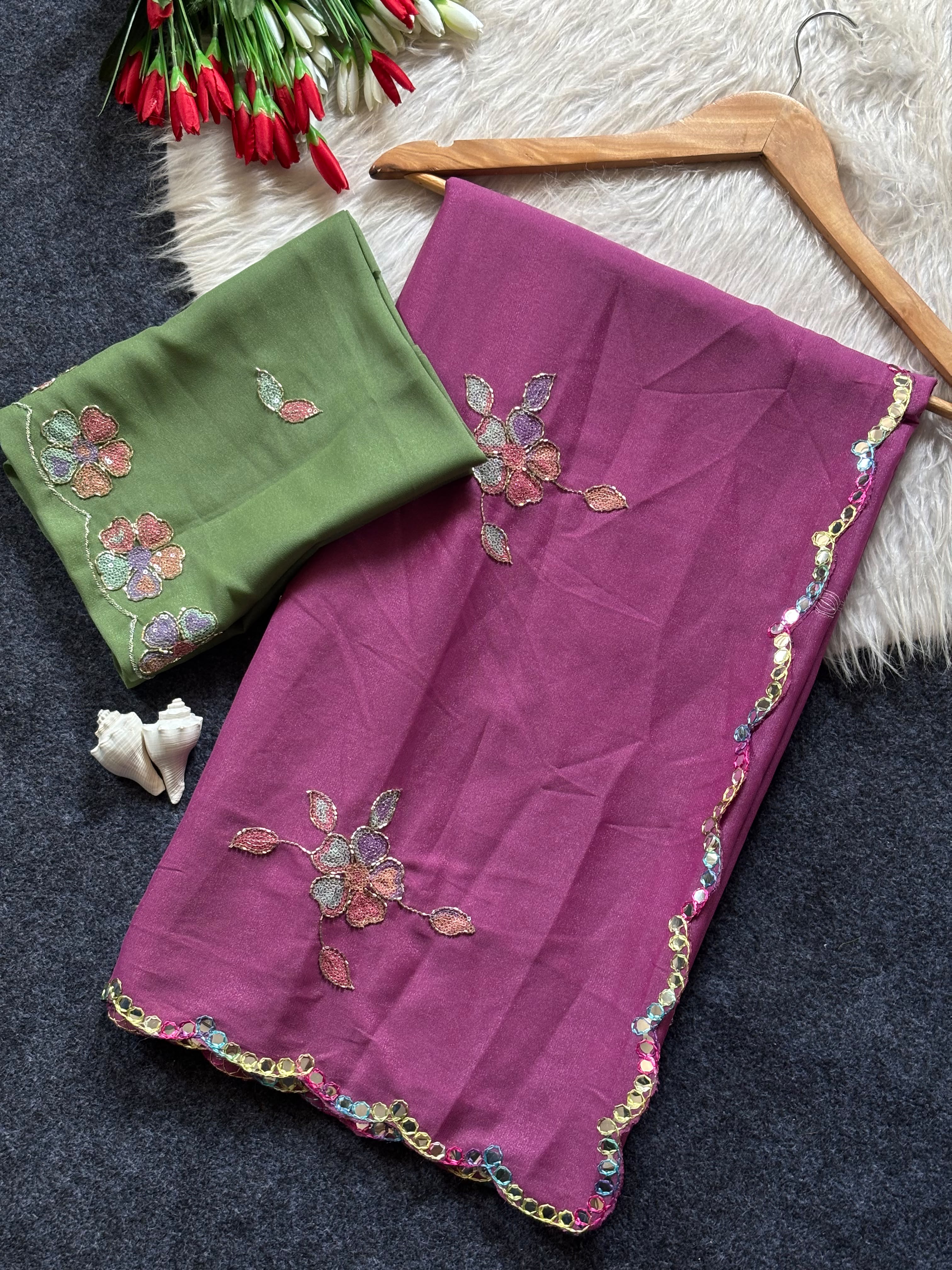 TRENDING EMBROIDERY STAR GEORGETTE WORK SAREE