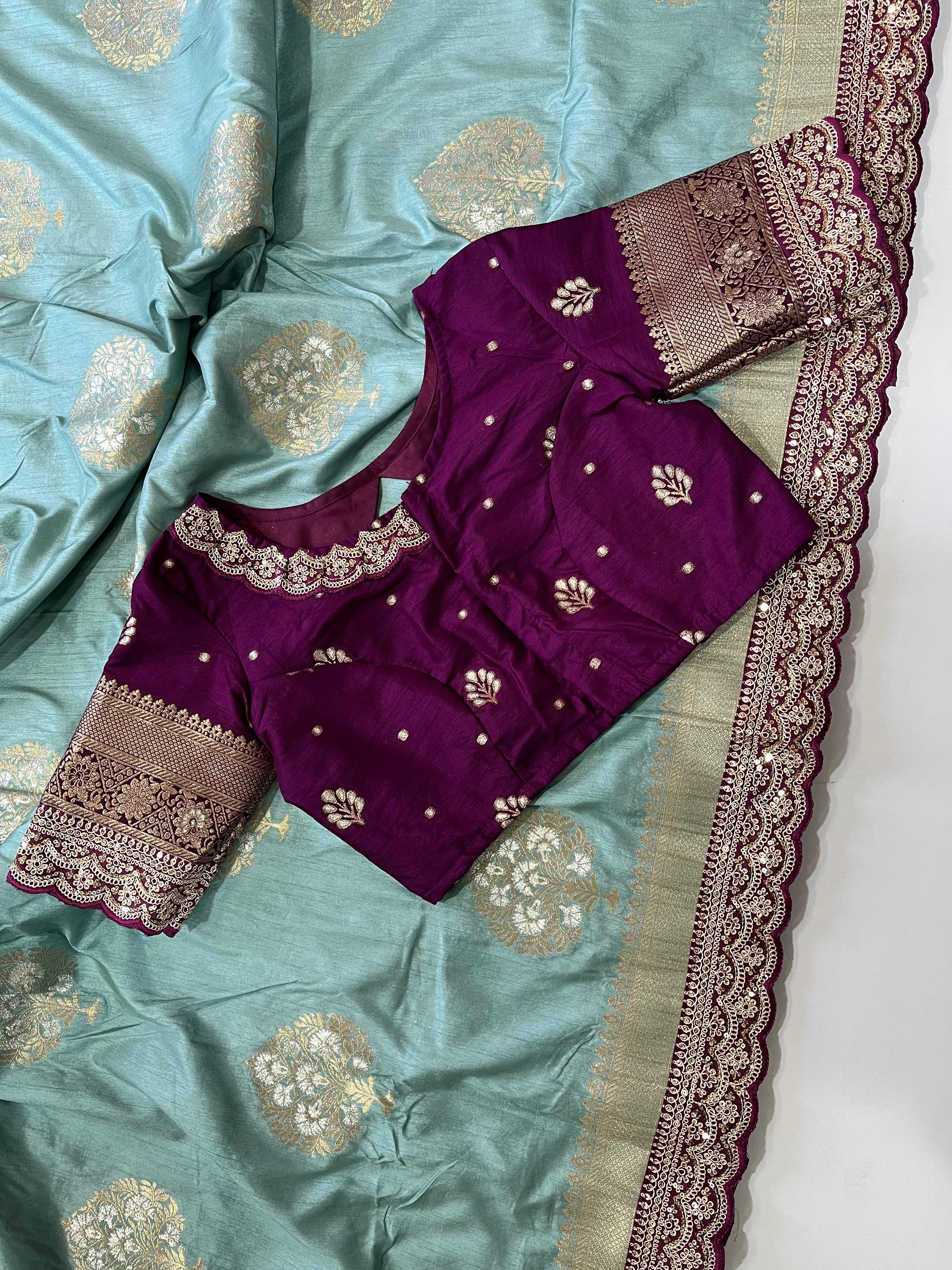 Premium Dola Silk Sarees with Readymade Stitched Blouse (38)