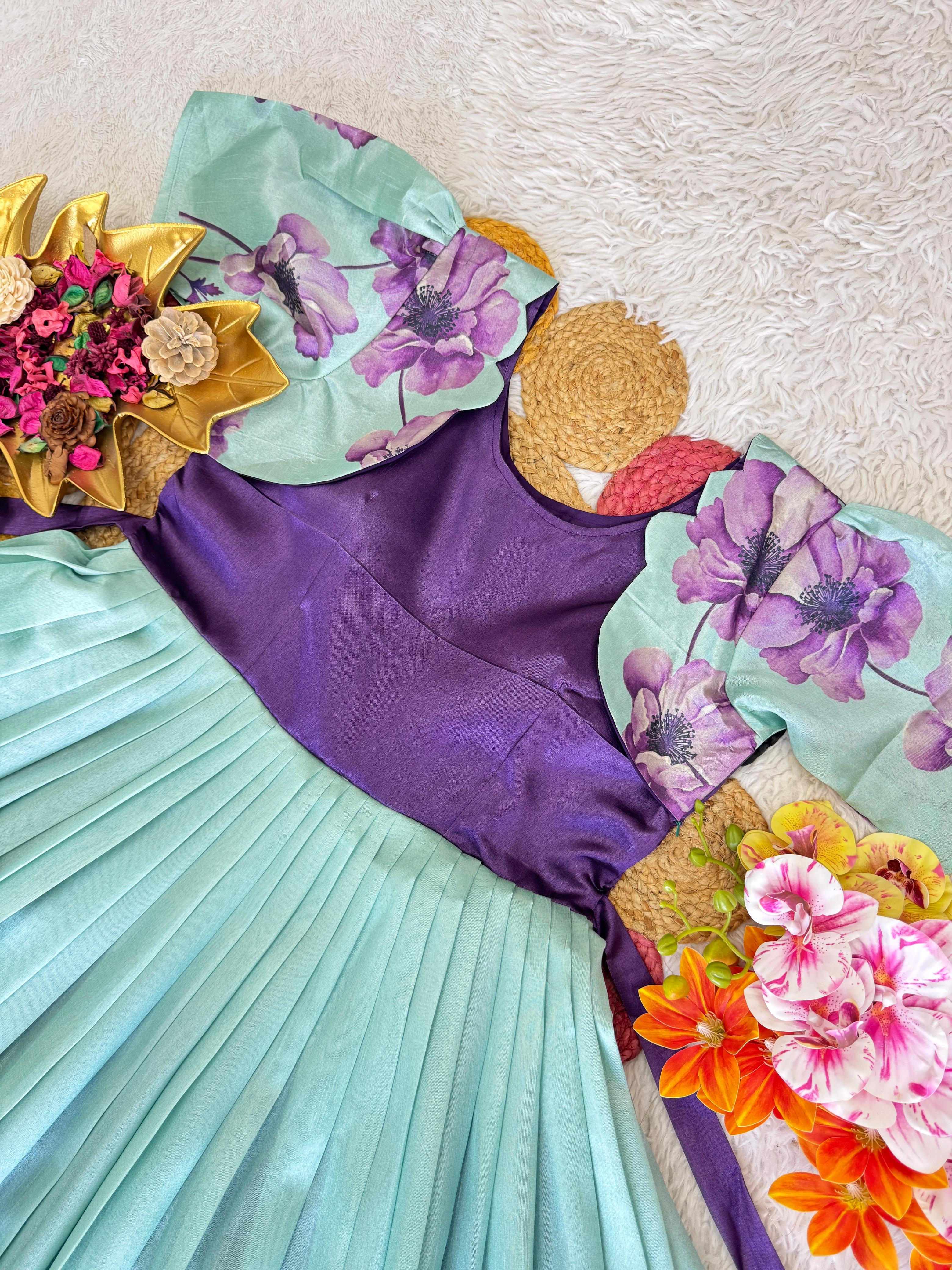Floral Printed Soft Silk Gown