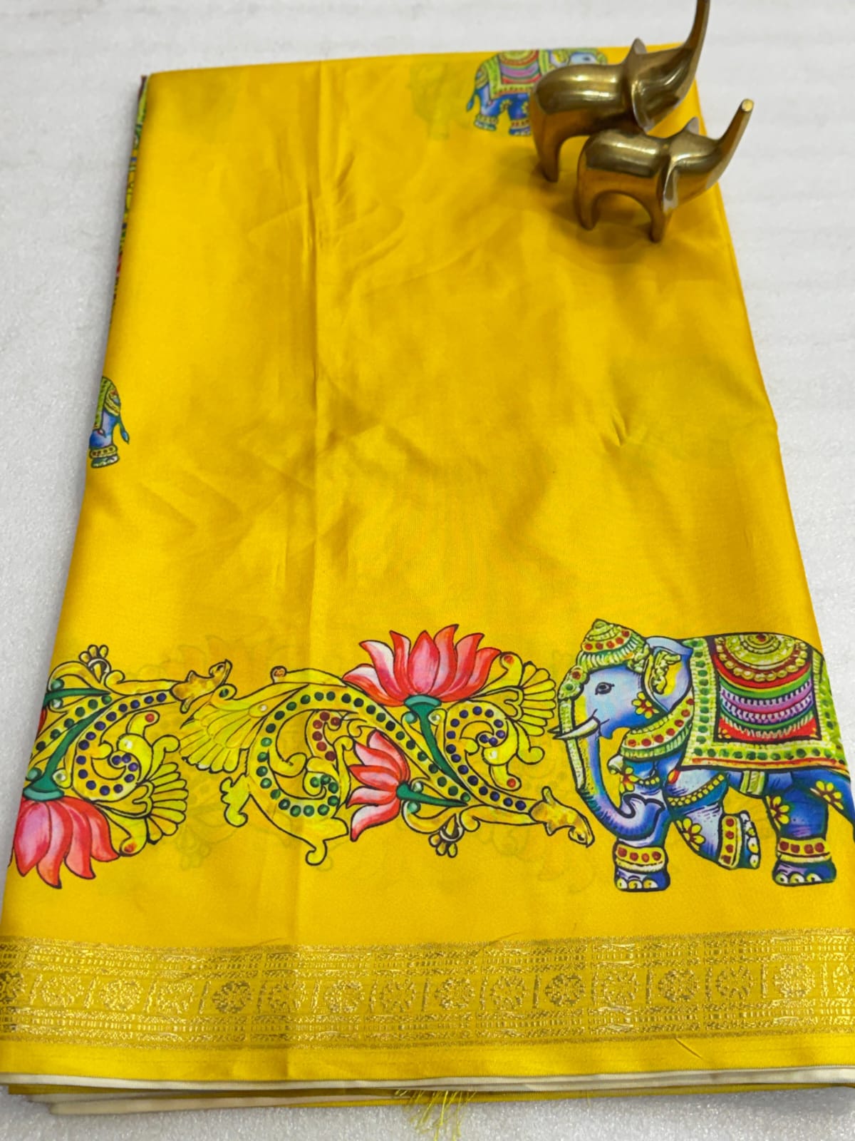 Pure Gadwal Silk Sarees with Tanjore Print