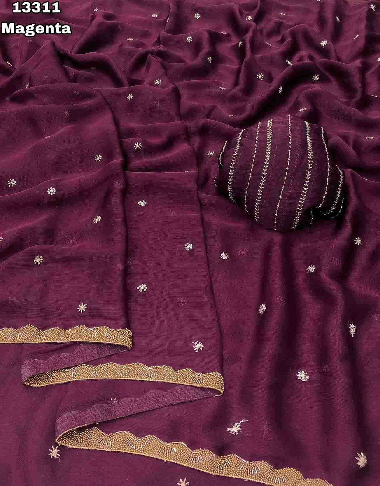 Chiffon Embroidery Work Sarees