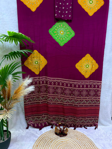 Ajrakh mirror work sarees