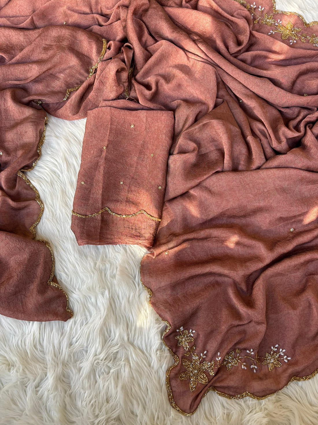 Soft Rangoli Crush Saree with Beautiful Handwork