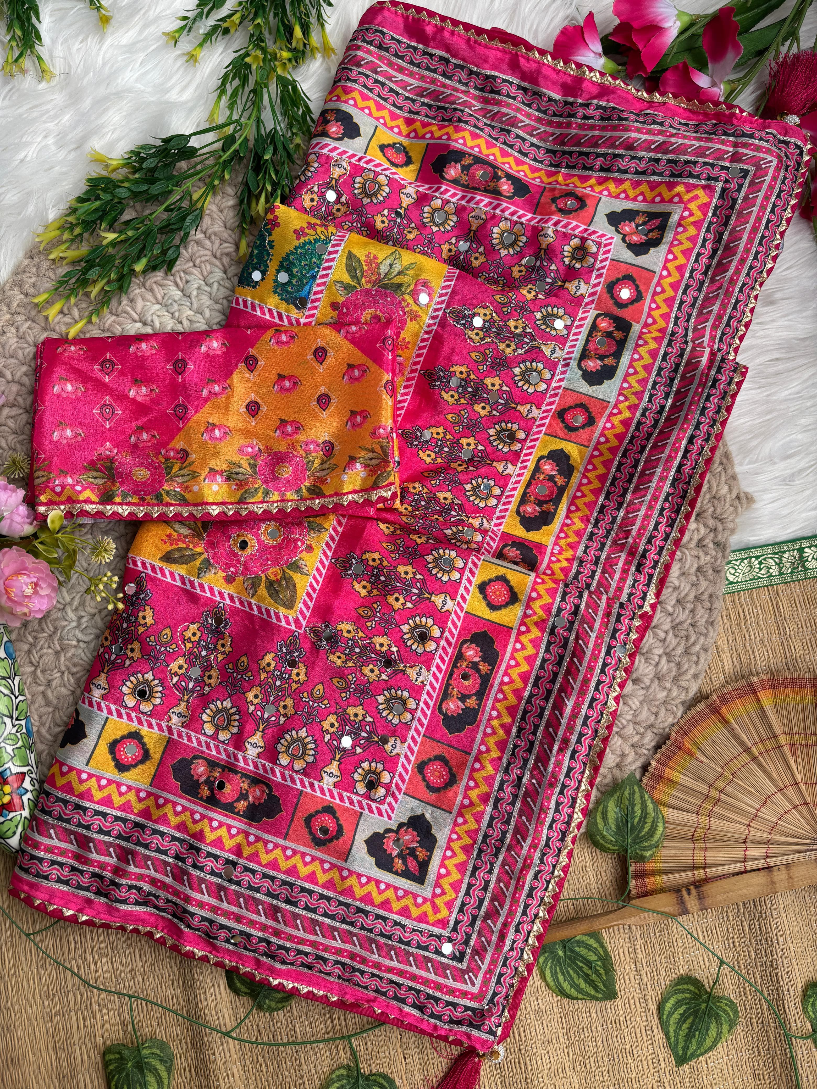 Elegant Rich look Soft Chinon Silk Sarees