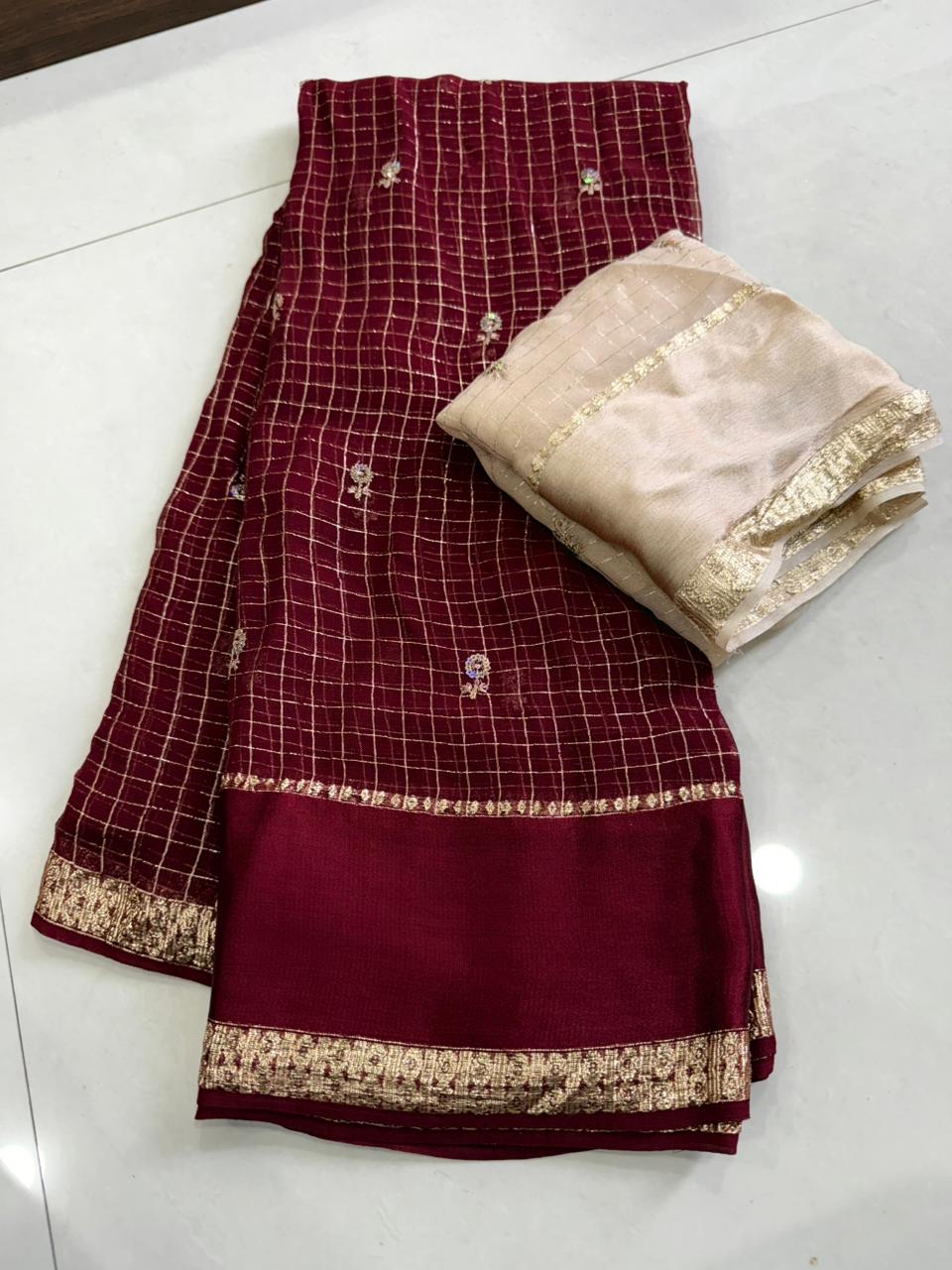 Viscose Georgette Full Sequence Work Sarees