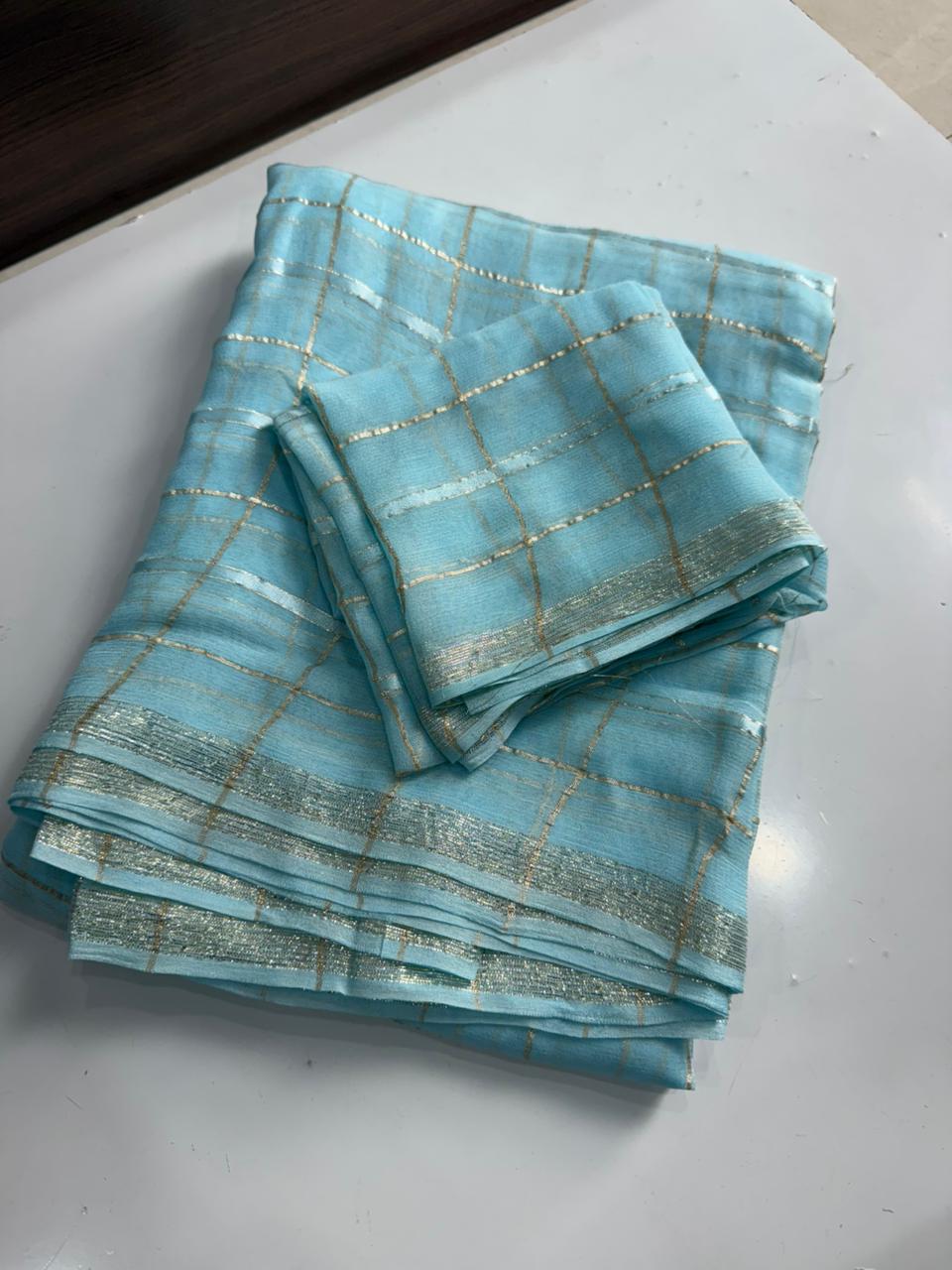 Viscose Georgette Saree With Running Viscose Blouse