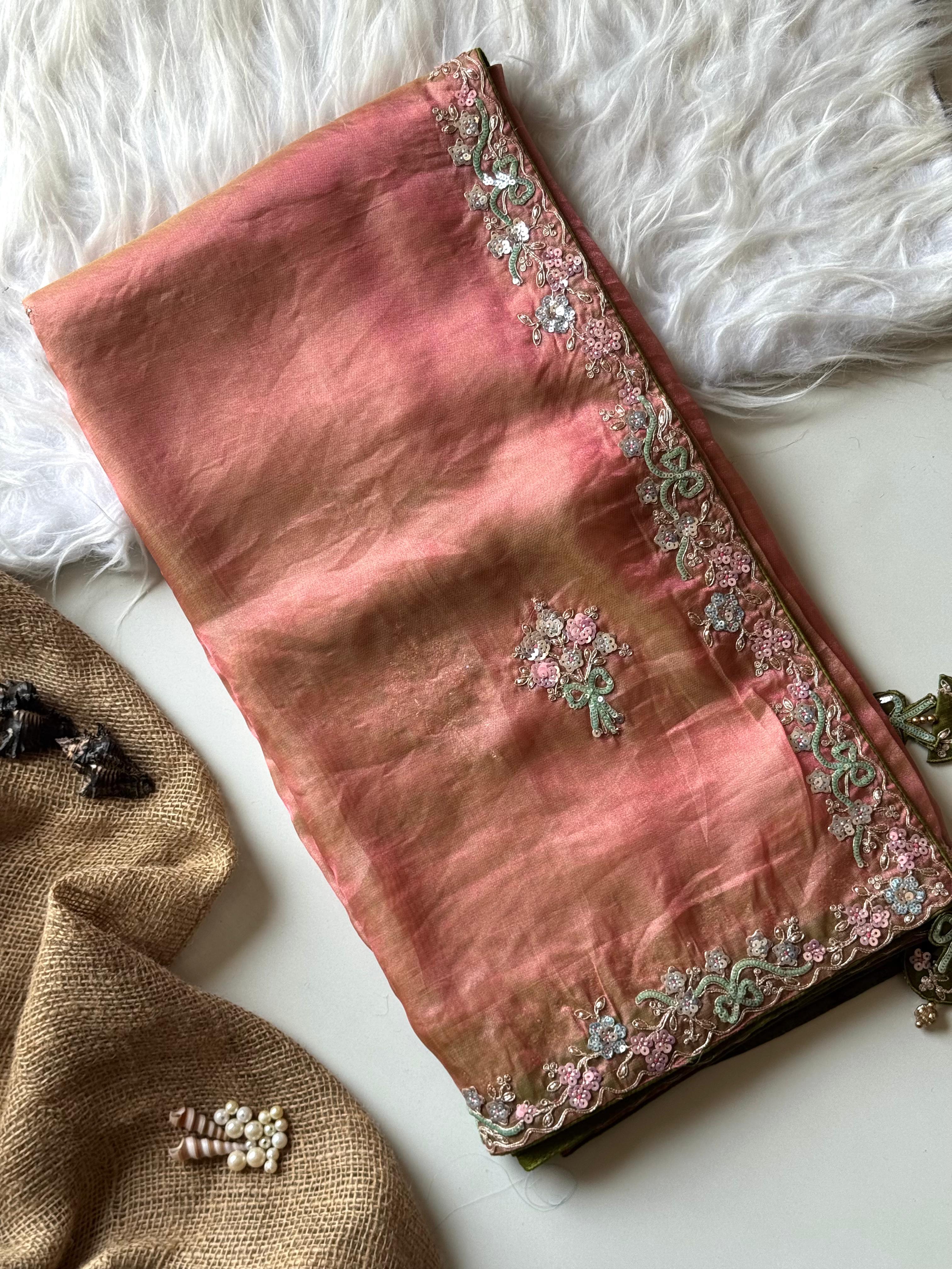 Premium Tissue Silk Saree with Stitched Blouse