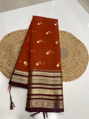 Soft & Light Weight Muslin Checks Sarees