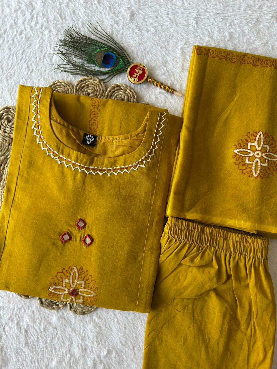 Designers A-Line Kurti Pent Dupatta Set