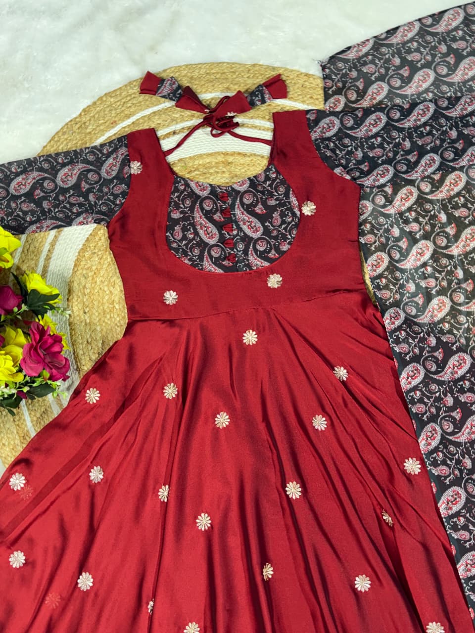 Rangoli Anarkali Suit with Printed Duppata