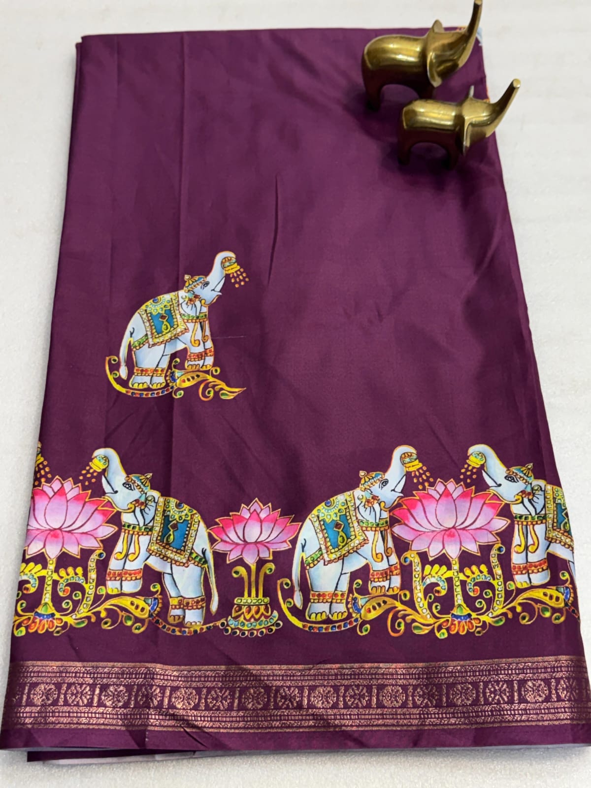 Pure Gadwal Silk Sarees with Tanjore Print