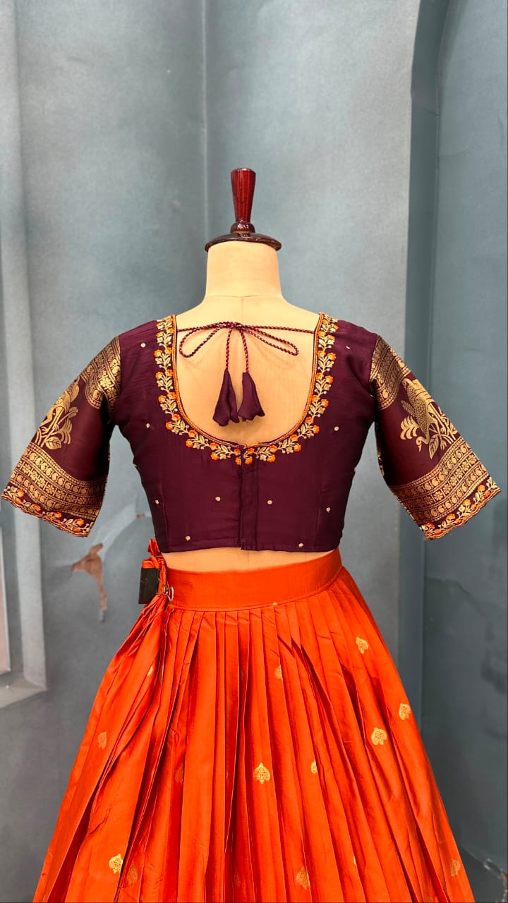 Premium Quality Kanjivaram Silk Full Stitched Lehenga Set