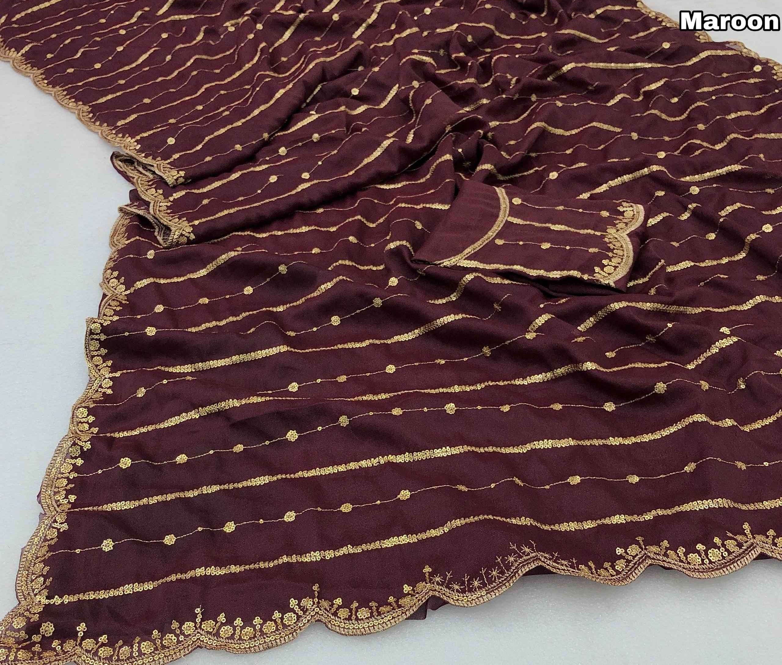 Trendy Georgette Sarees with Embroidery Sequence Work